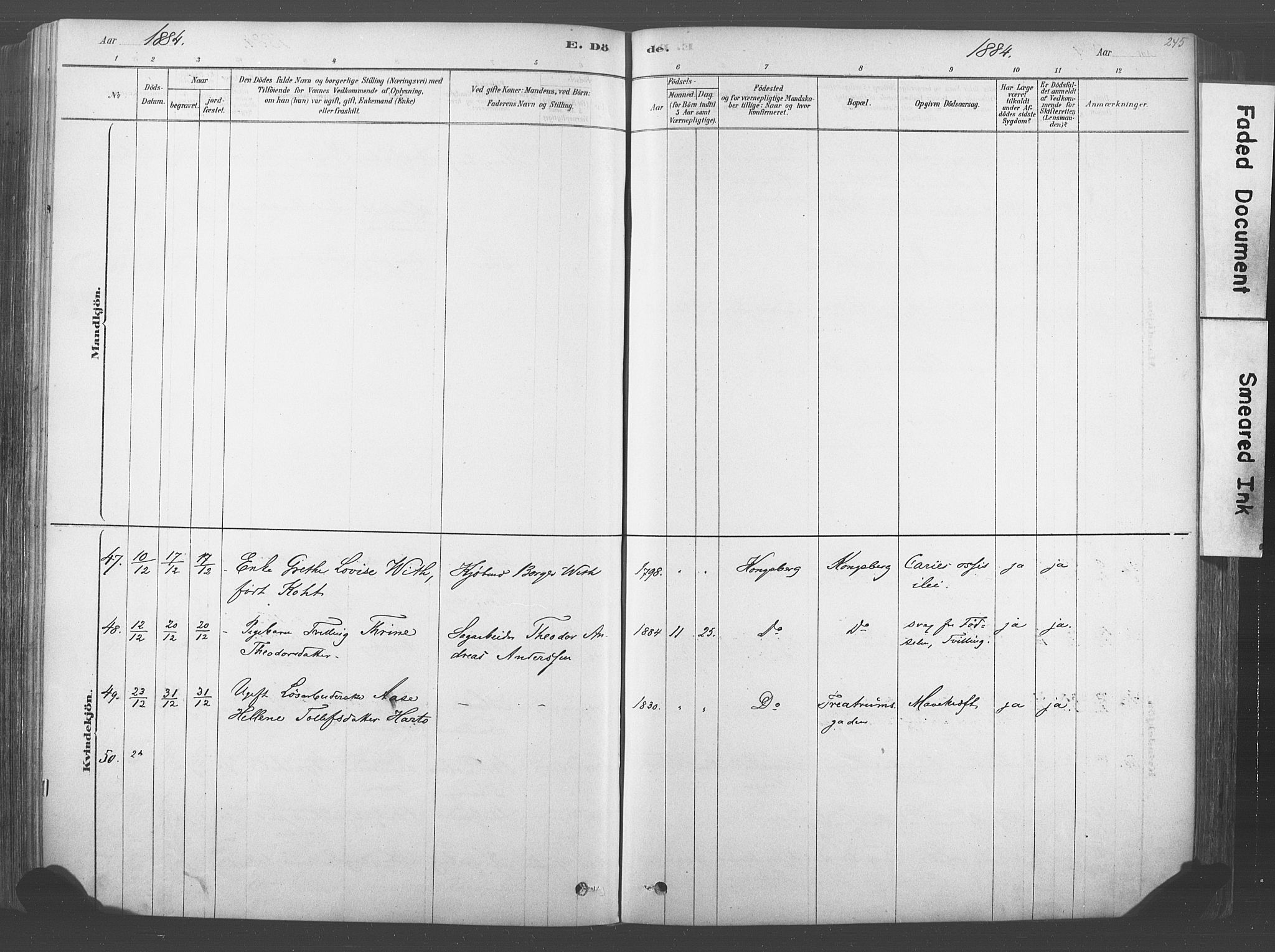 Kongsberg kirkebøker, SAKO/A-22/F/Fb/L0001: Parish register (official) no. II 1, 1878-1886, p. 245