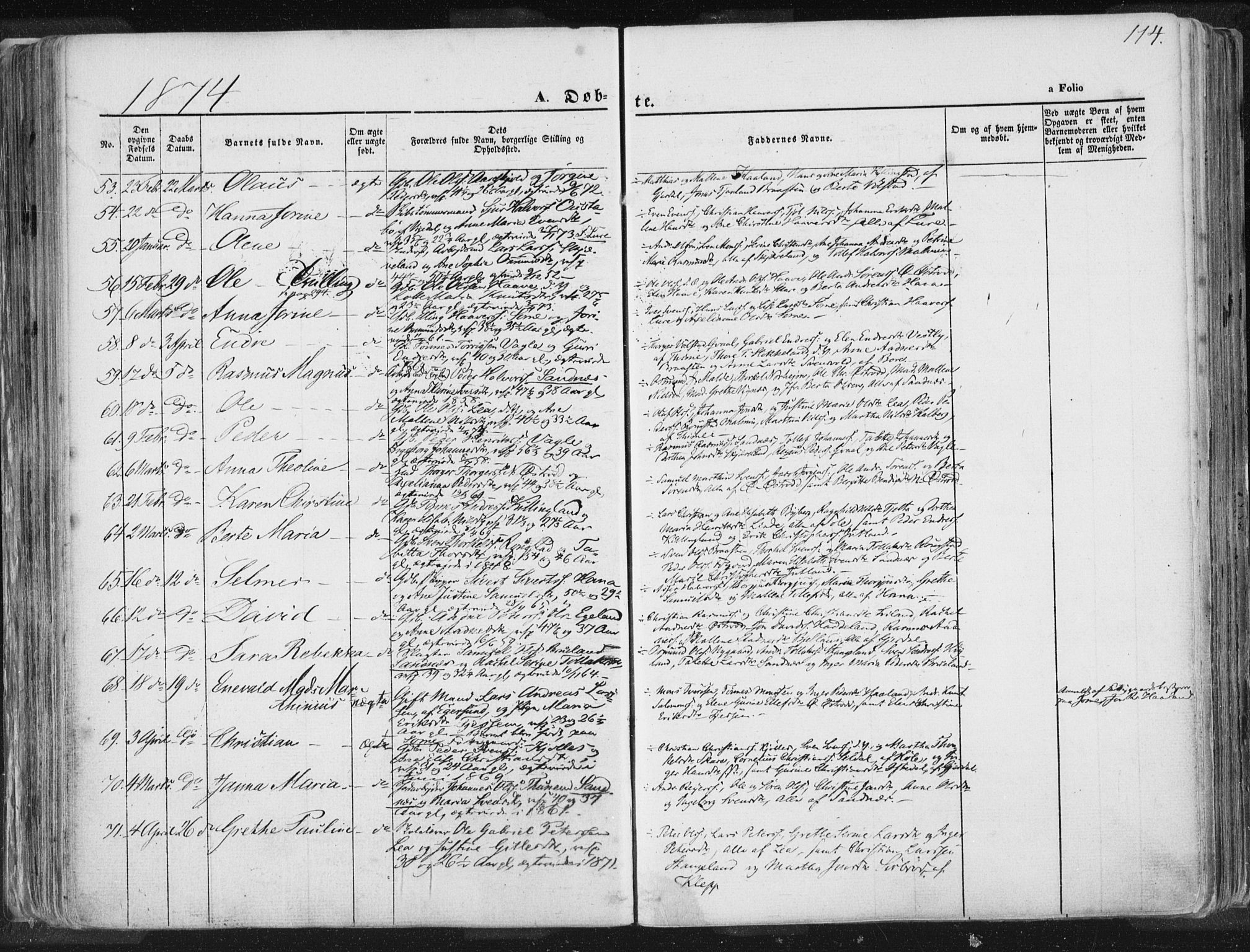 Høyland sokneprestkontor, SAST/A-101799/001/30BA/L0010: Parish register (official) no. A 9.1, 1857-1877, p. 114