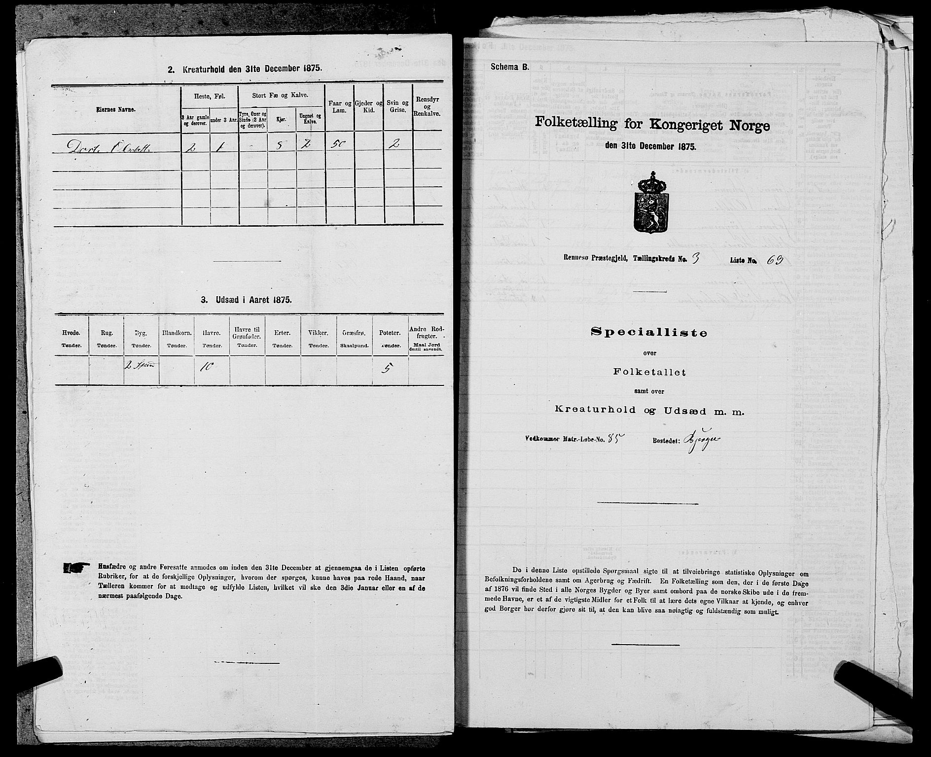 SAST, 1875 census for 1142P Rennesøy, 1875, p. 423