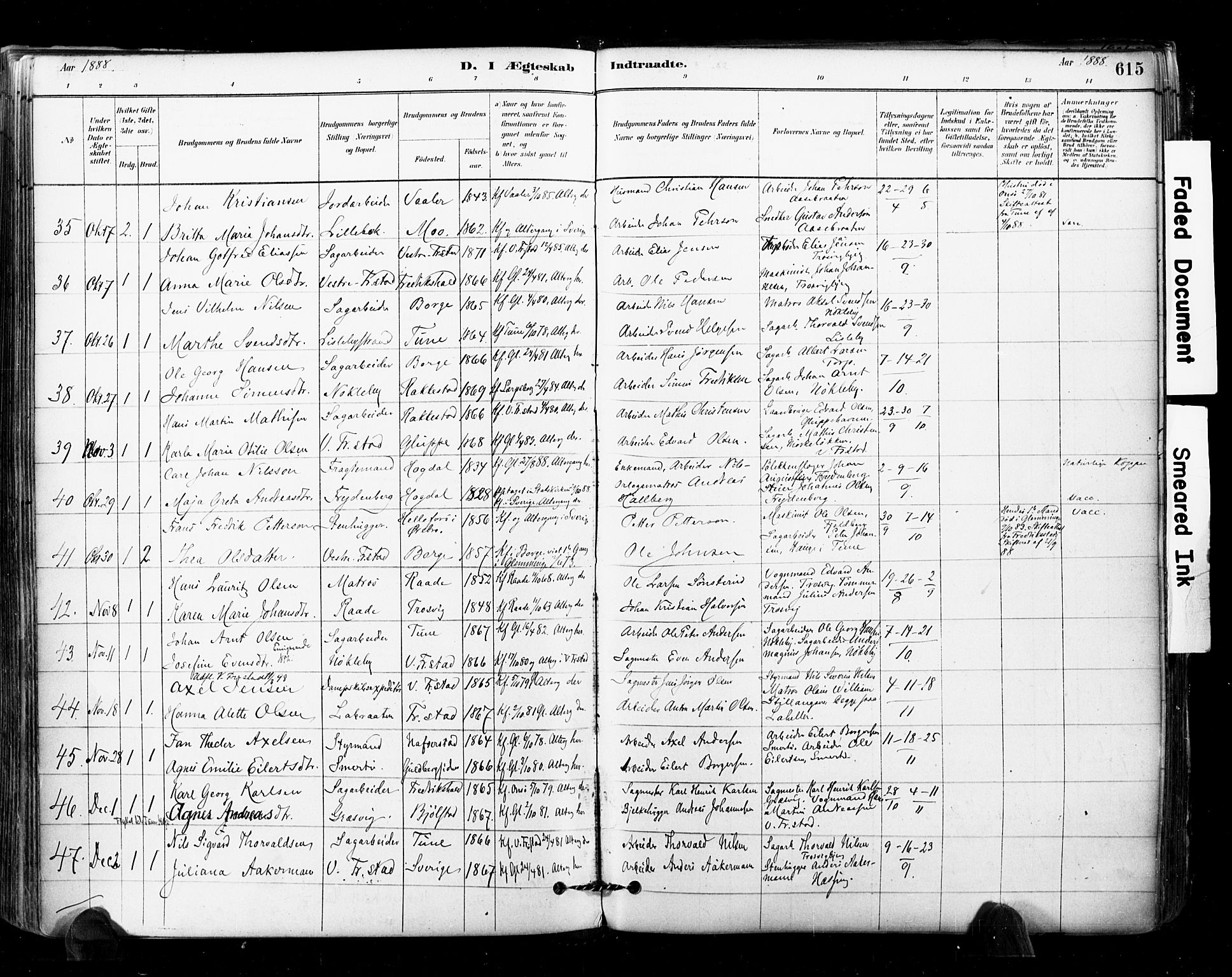 Glemmen prestekontor Kirkebøker, SAO/A-10908/F/Fa/L0011: Parish register (official) no. 11, 1878-1917, p. 615