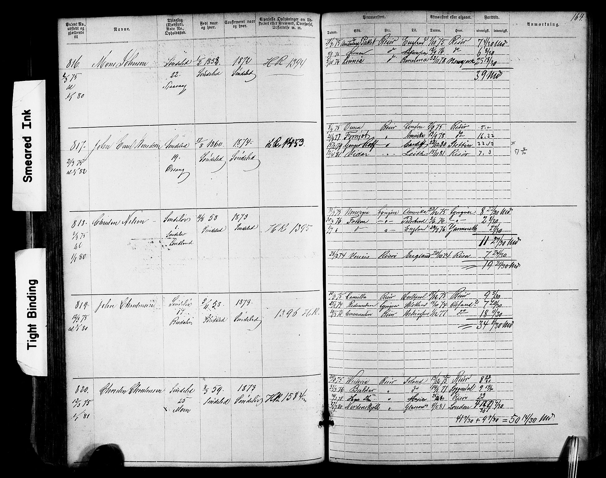 Risør mønstringskrets, SAK/2031-0010/F/Fa/L0003: Annotasjonsrulle nr 1-1913 med register, T-7, 1863-1899, p. 100
