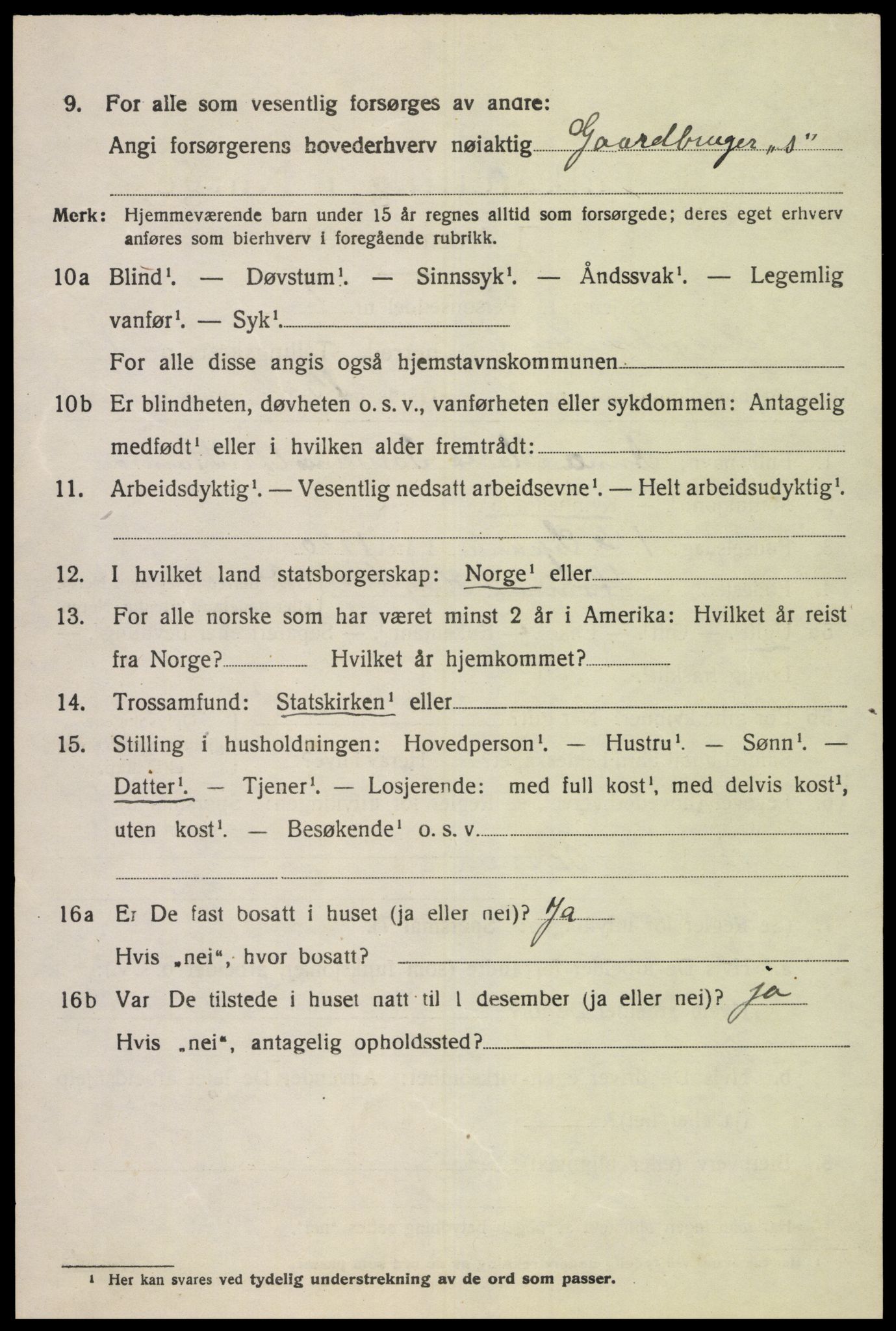 SAK, 1920 census for Hægebostad, 1920, p. 856