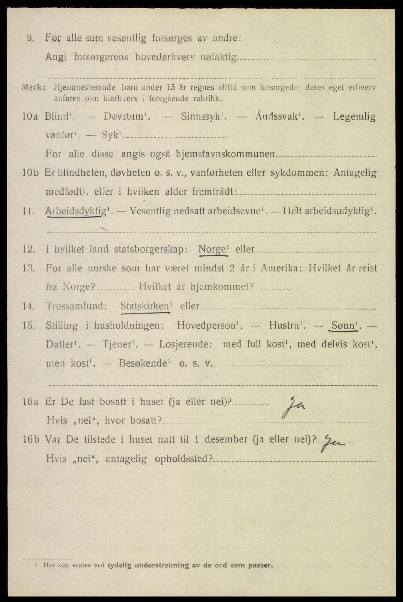 SAH, 1920 census for Elverum, 1920, p. 9507