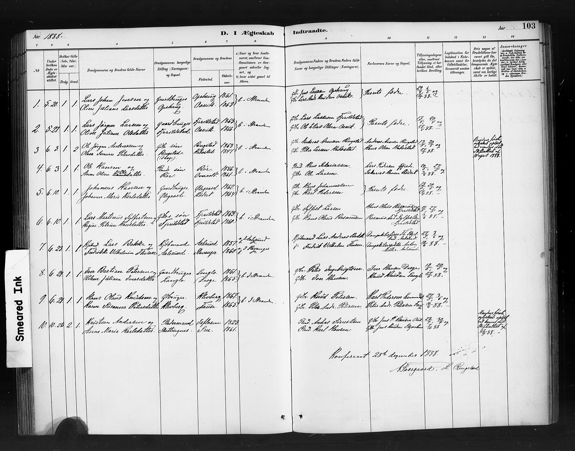 Ministerialprotokoller, klokkerbøker og fødselsregistre - Møre og Romsdal, SAT/A-1454/520/L0283: Parish register (official) no. 520A12, 1882-1898, p. 103