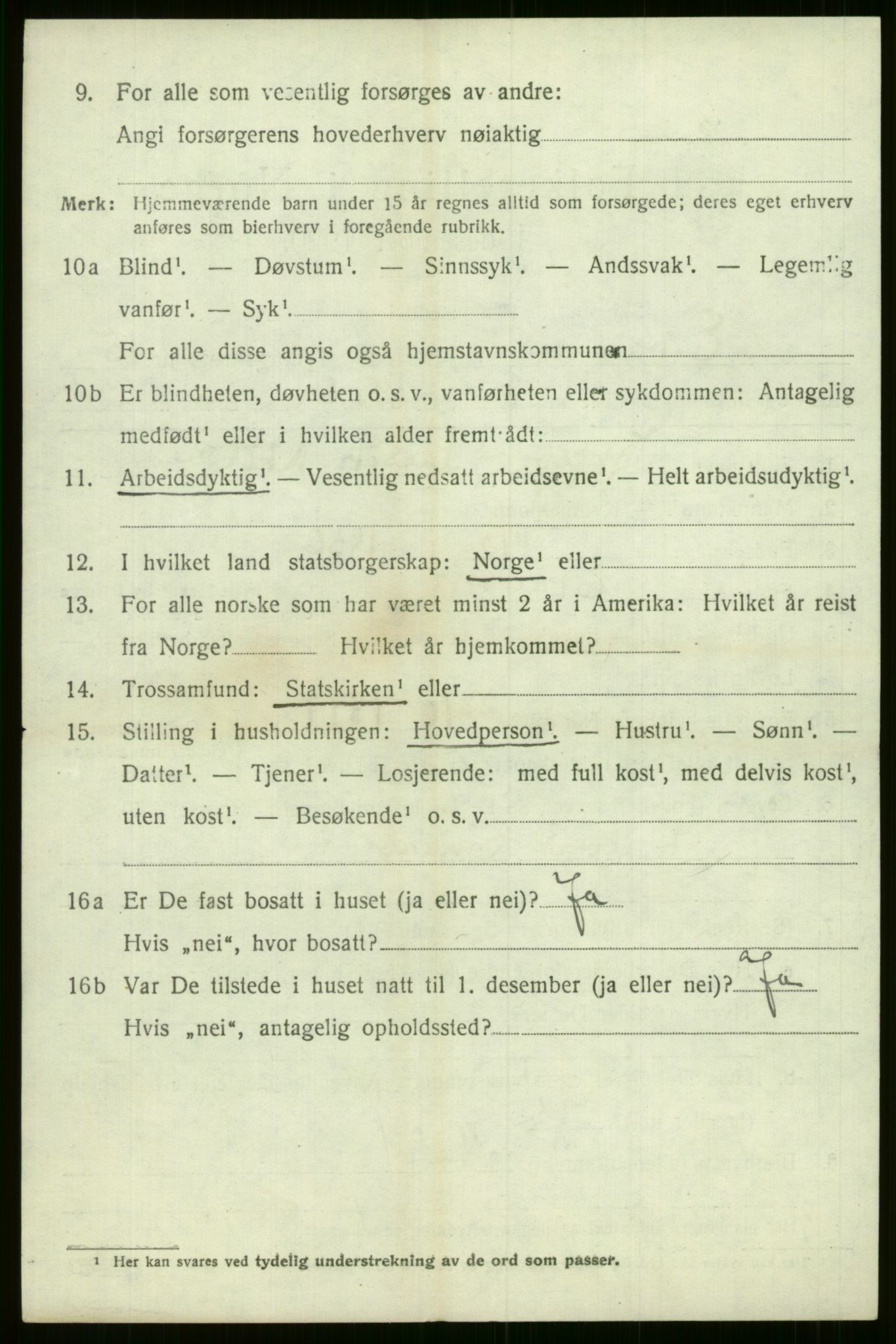 SAB, 1920 census for Evanger, 1920, p. 4250