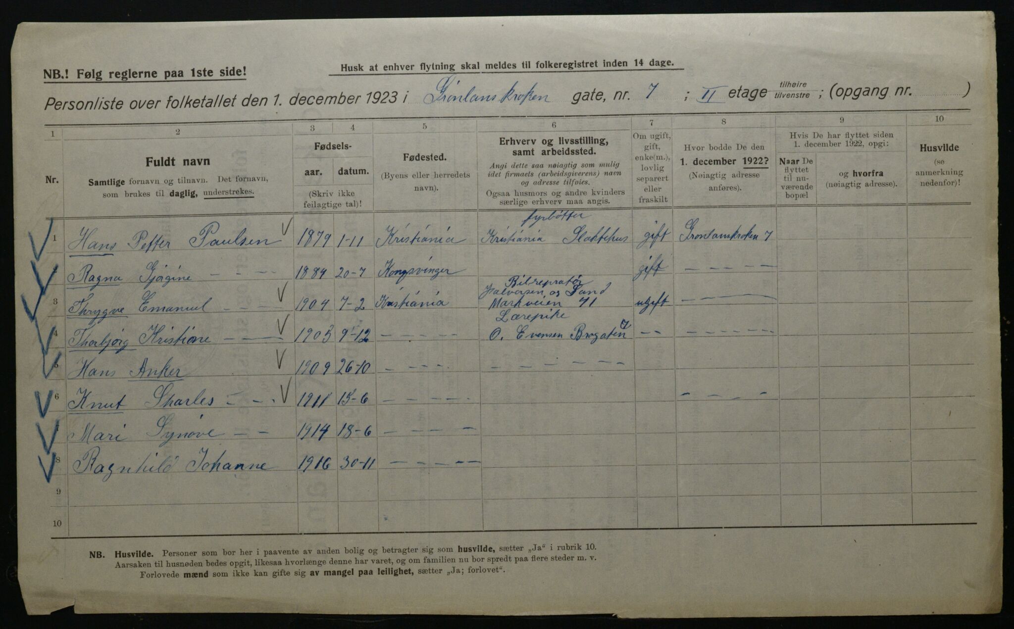 OBA, Municipal Census 1923 for Kristiania, 1923, p. 35367