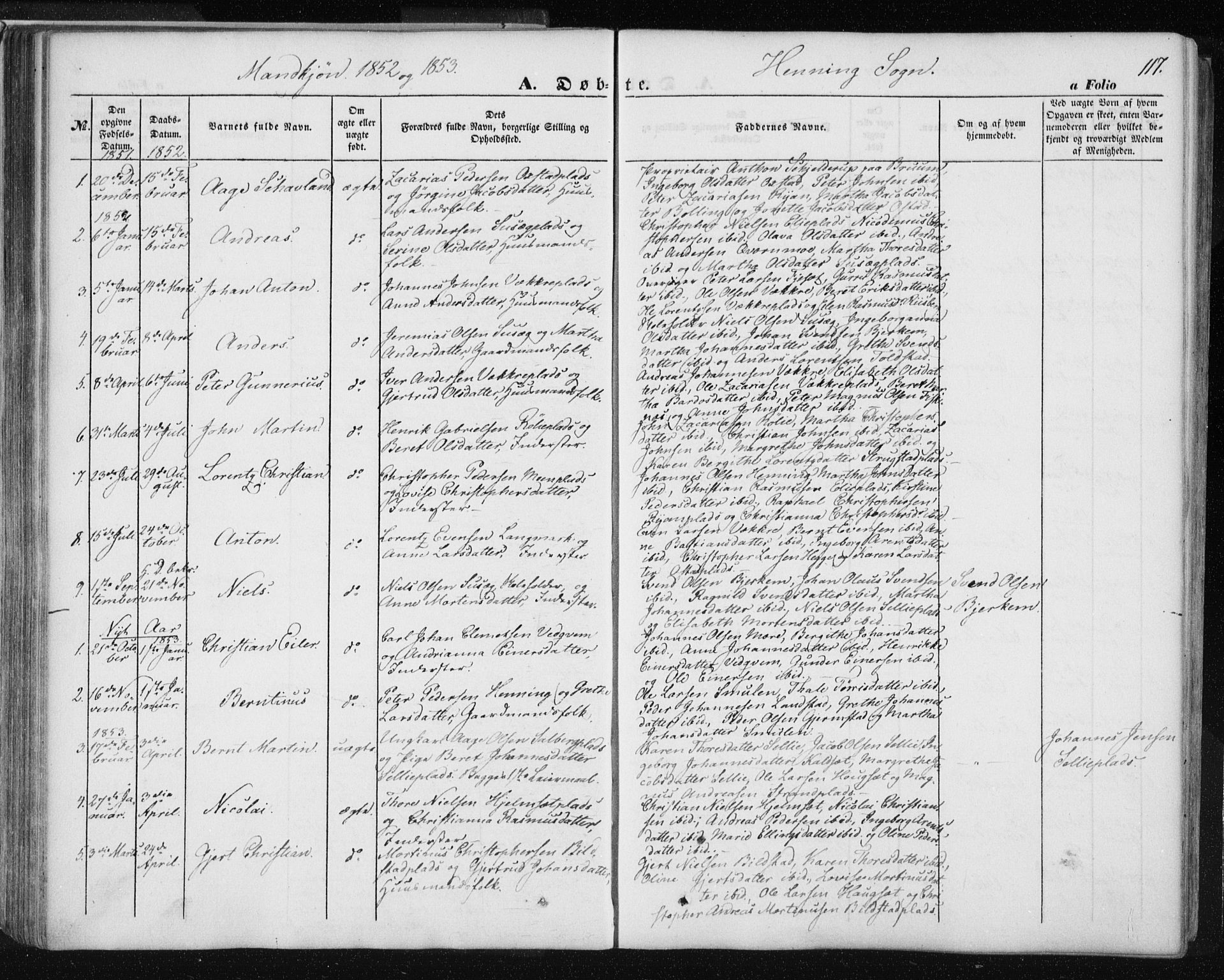 Ministerialprotokoller, klokkerbøker og fødselsregistre - Nord-Trøndelag, AV/SAT-A-1458/735/L0342: Parish register (official) no. 735A07 /3, 1849-1862, p. 117