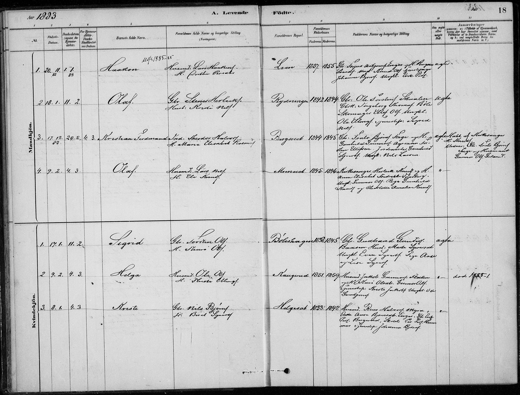 Sigdal kirkebøker, SAKO/A-245/F/Fc/L0001: Parish register (official) no. III 1, 1879-1893, p. 18