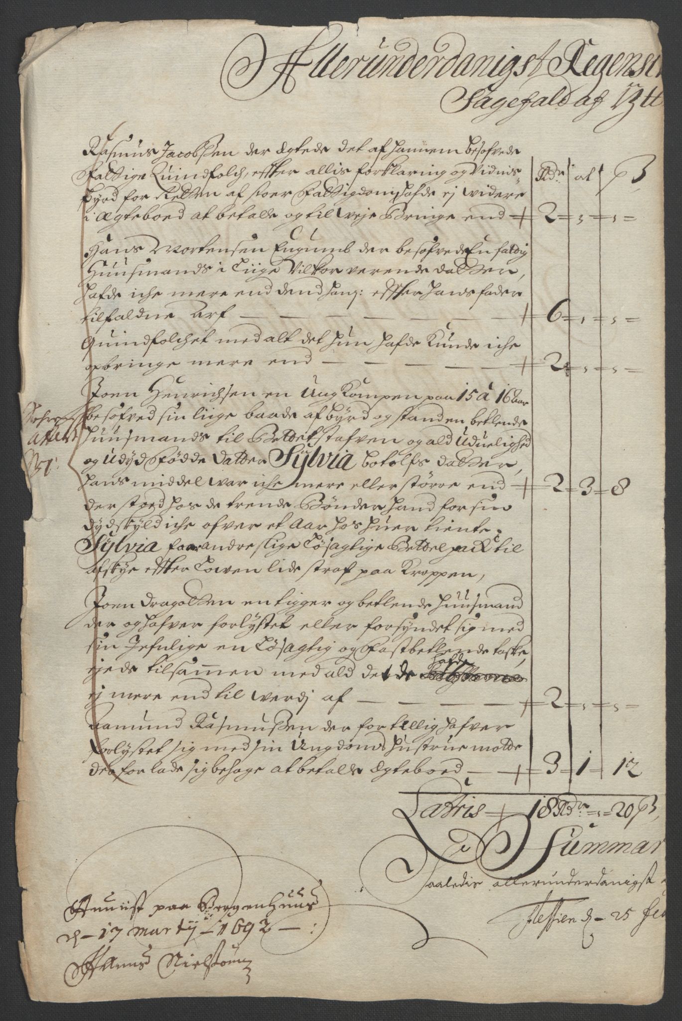 Rentekammeret inntil 1814, Reviderte regnskaper, Fogderegnskap, RA/EA-4092/R52/L3306: Fogderegnskap Sogn, 1691-1692, p. 93