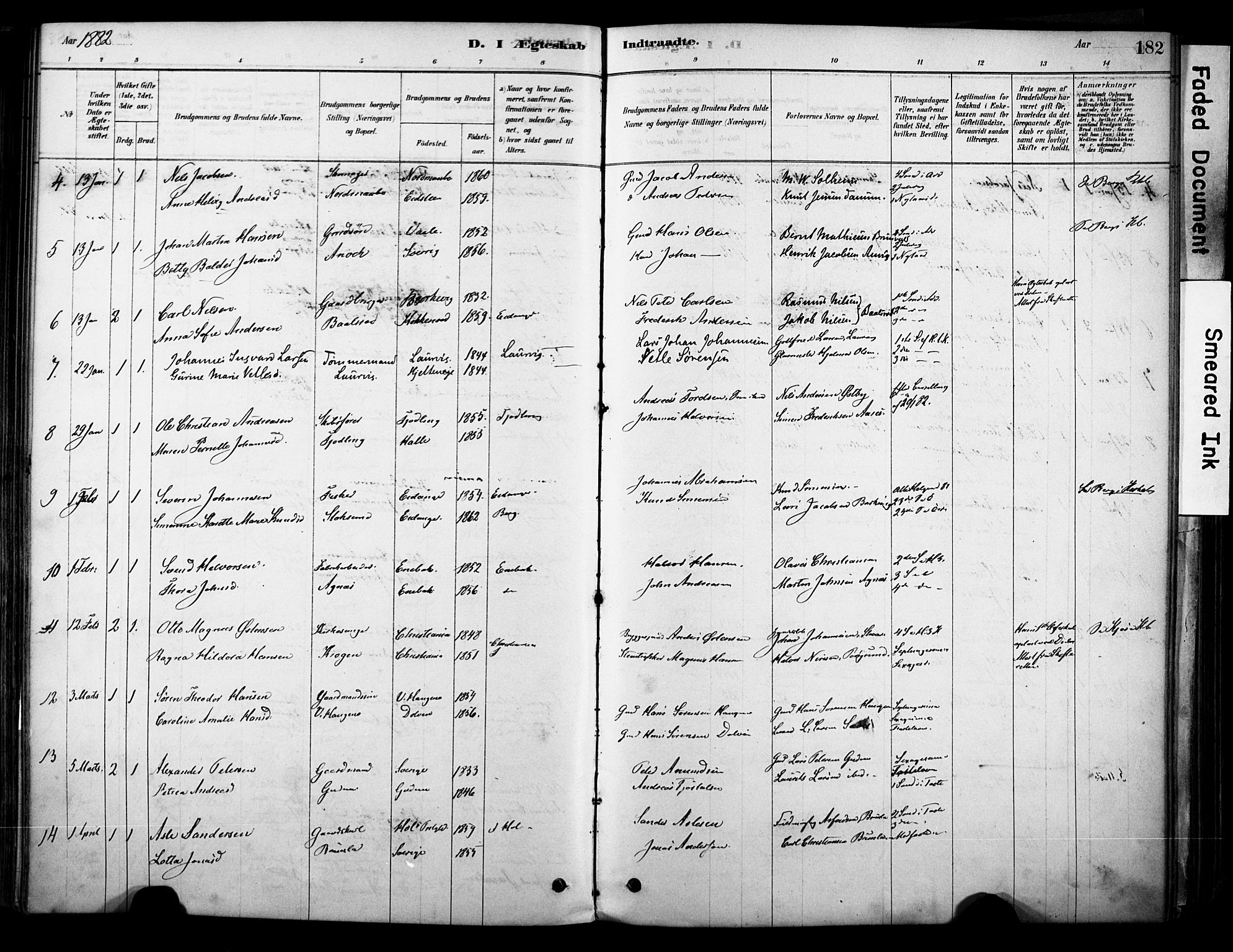 Brunlanes kirkebøker, SAKO/A-342/F/Fc/L0001: Parish register (official) no. III 1, 1878-1899, p. 182