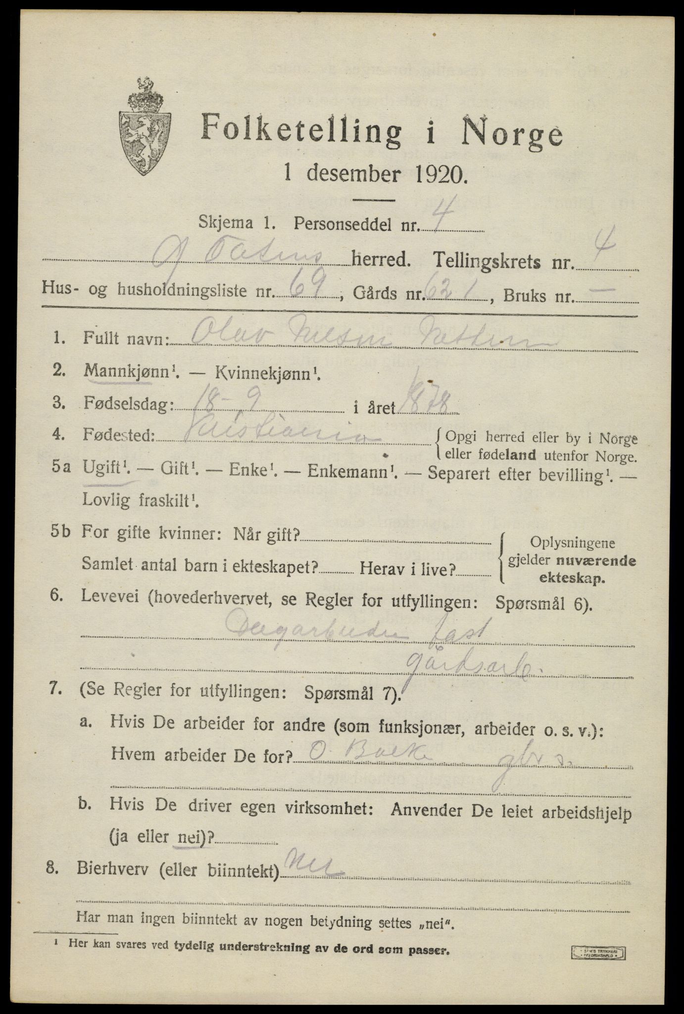 SAH, 1920 census for Østre Toten, 1920, p. 9388