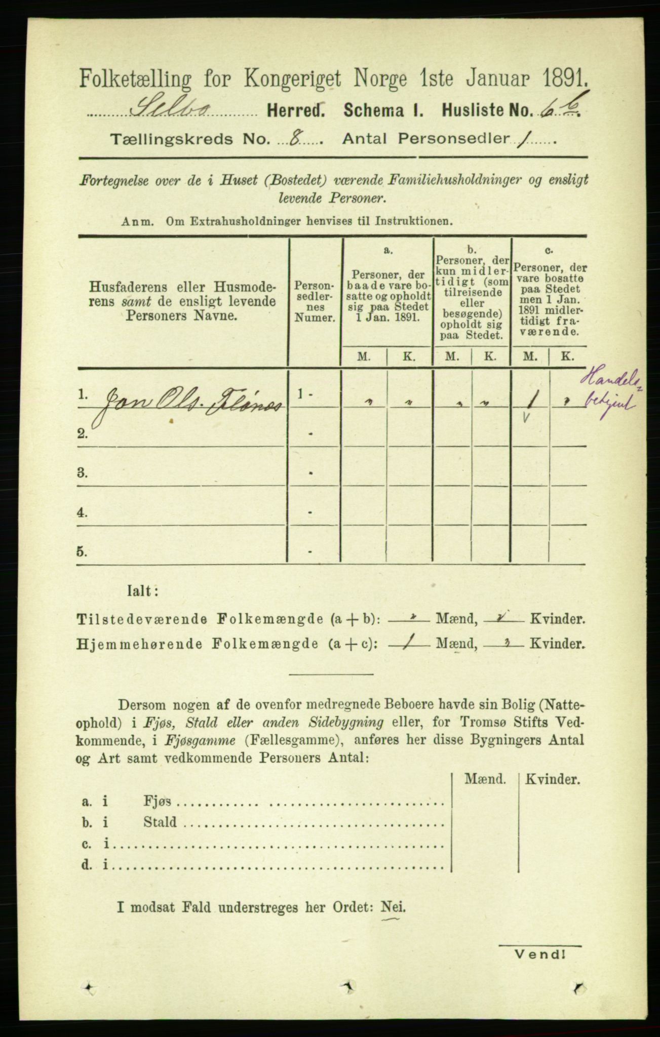 RA, 1891 census for 1664 Selbu, 1891, p. 2850