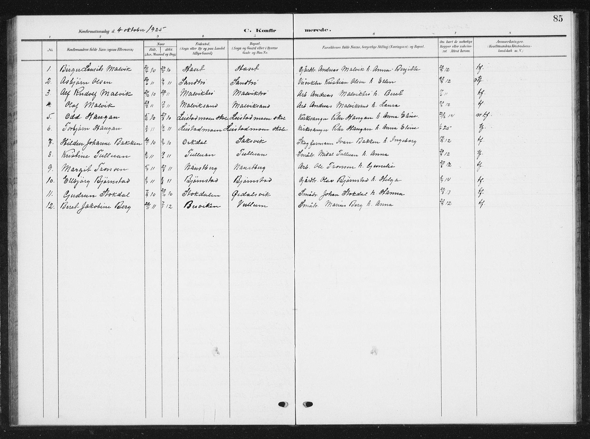 Ministerialprotokoller, klokkerbøker og fødselsregistre - Sør-Trøndelag, SAT/A-1456/616/L0424: Parish register (copy) no. 616C07, 1904-1940, p. 85