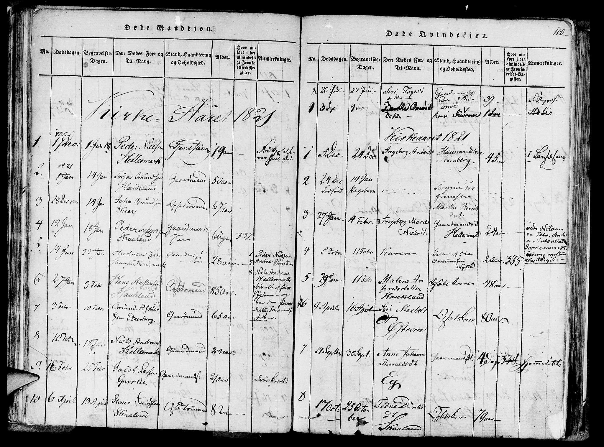 Lund sokneprestkontor, SAST/A-101809/S06/L0005: Parish register (official) no. A 5, 1815-1833, p. 100