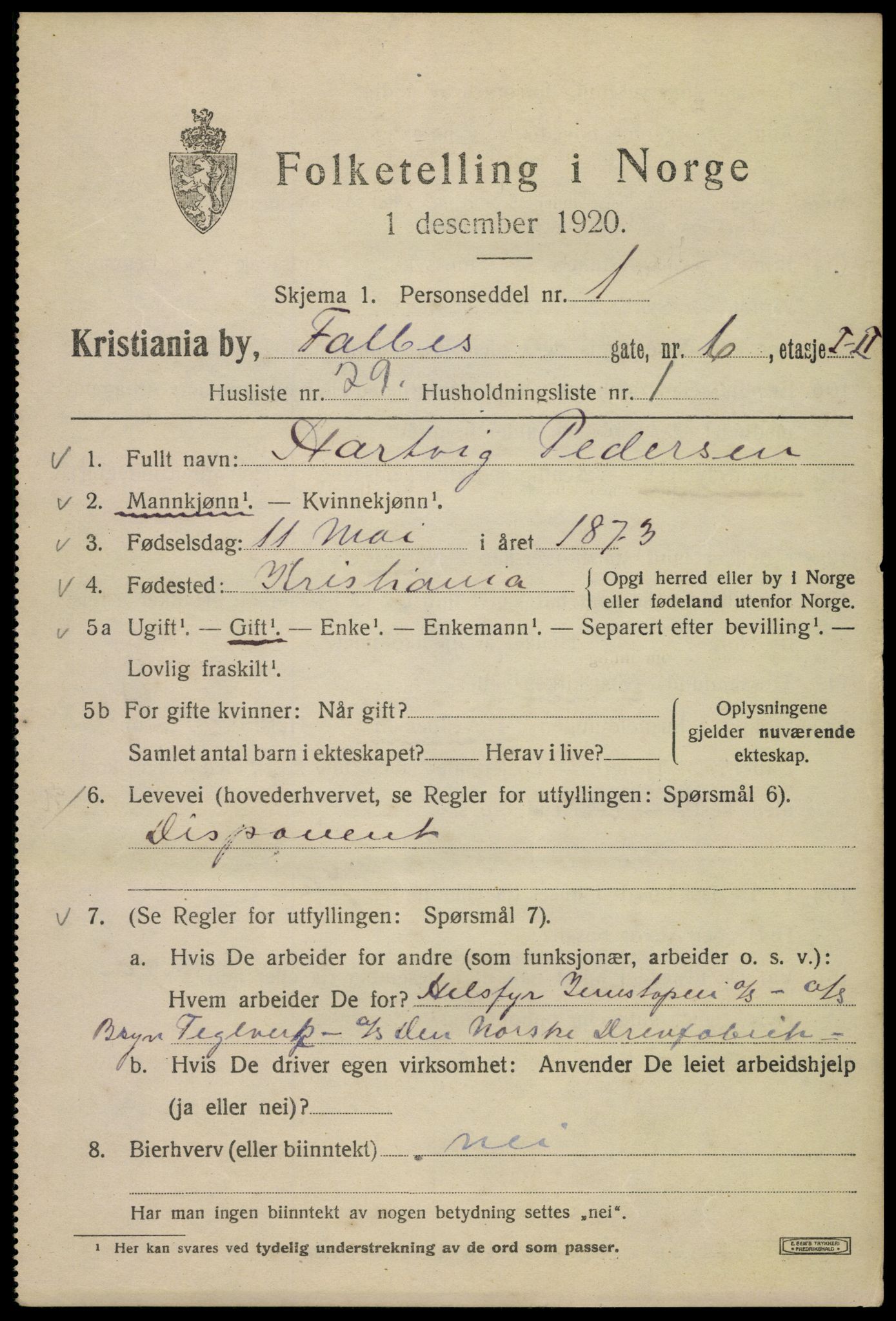 SAO, 1920 census for Kristiania, 1920, p. 225647