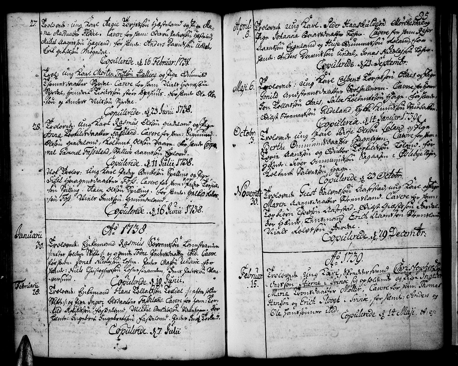 Sør-Audnedal sokneprestkontor, SAK/1111-0039/F/Fa/Fab/L0001: Parish register (official) no. A 1 /1, 1726-1766, p. 85