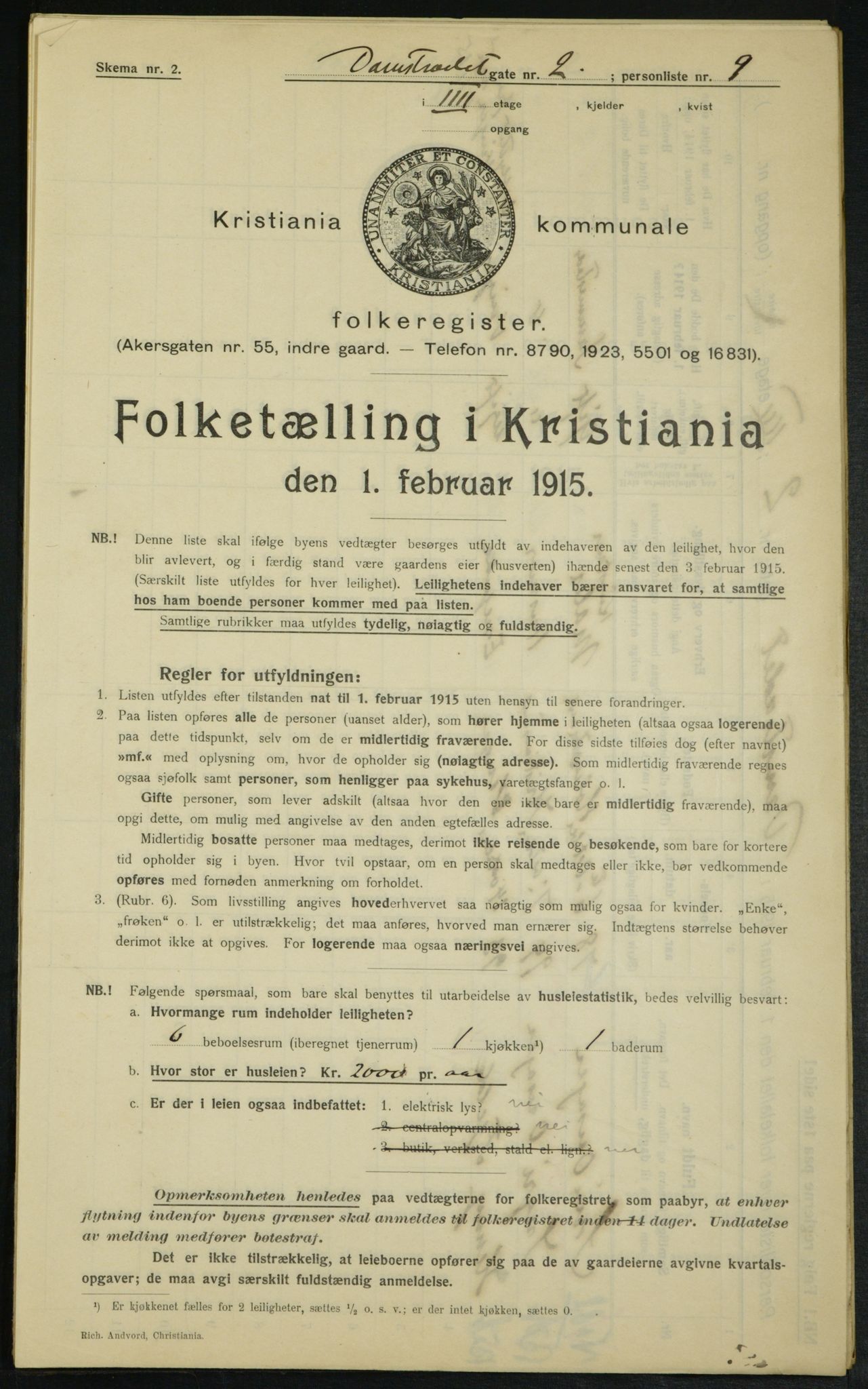 OBA, Municipal Census 1915 for Kristiania, 1915, p. 14381