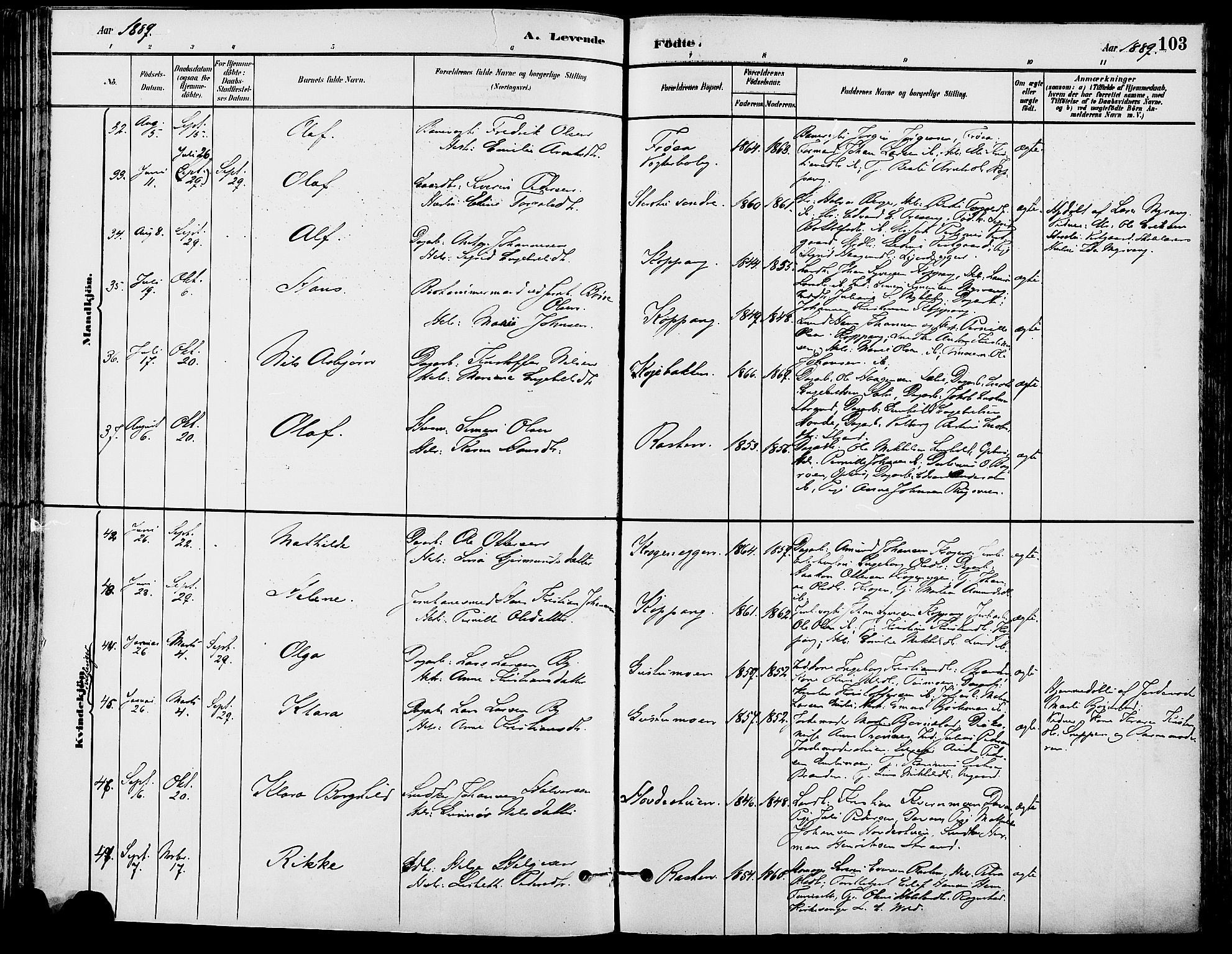 Stor-Elvdal prestekontor, AV/SAH-PREST-052/H/Ha/Haa/L0002: Parish register (official) no. 2, 1882-1907, p. 103