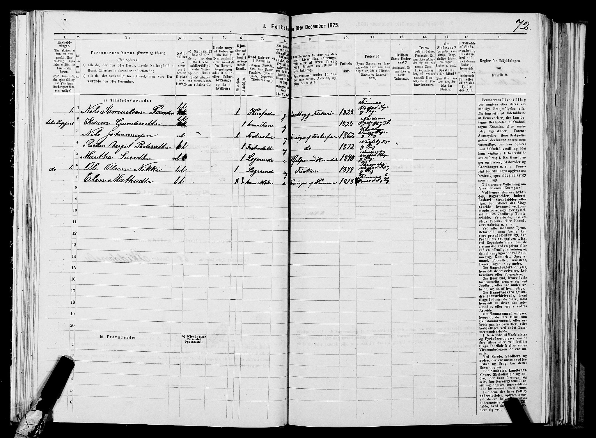 SATØ, 1875 census for 2029L Vadsø/Vadsø, 1875, p. 1072