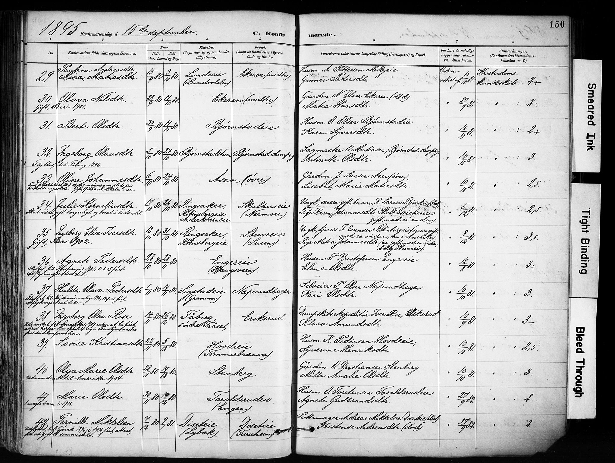 Biri prestekontor, AV/SAH-PREST-096/H/Ha/Haa/L0009: Parish register (official) no. 9, 1887-1900, p. 150