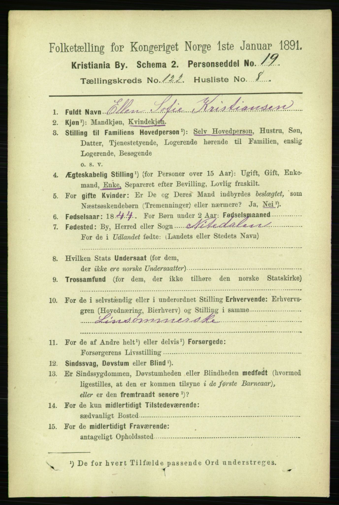 RA, 1891 census for 0301 Kristiania, 1891, p. 64956