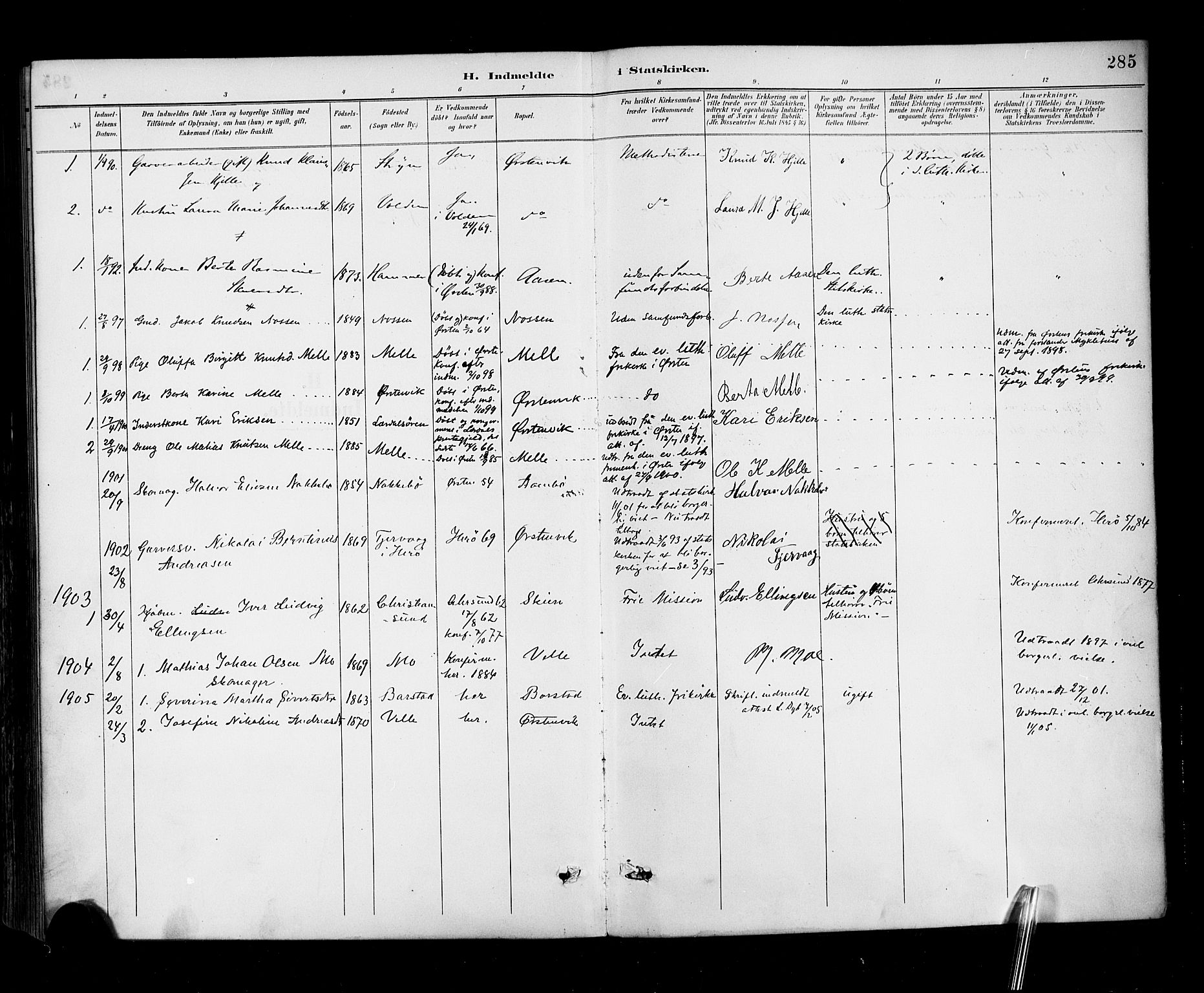 Ministerialprotokoller, klokkerbøker og fødselsregistre - Møre og Romsdal, AV/SAT-A-1454/513/L0177: Parish register (official) no. 513A04, 1890-1906, p. 285