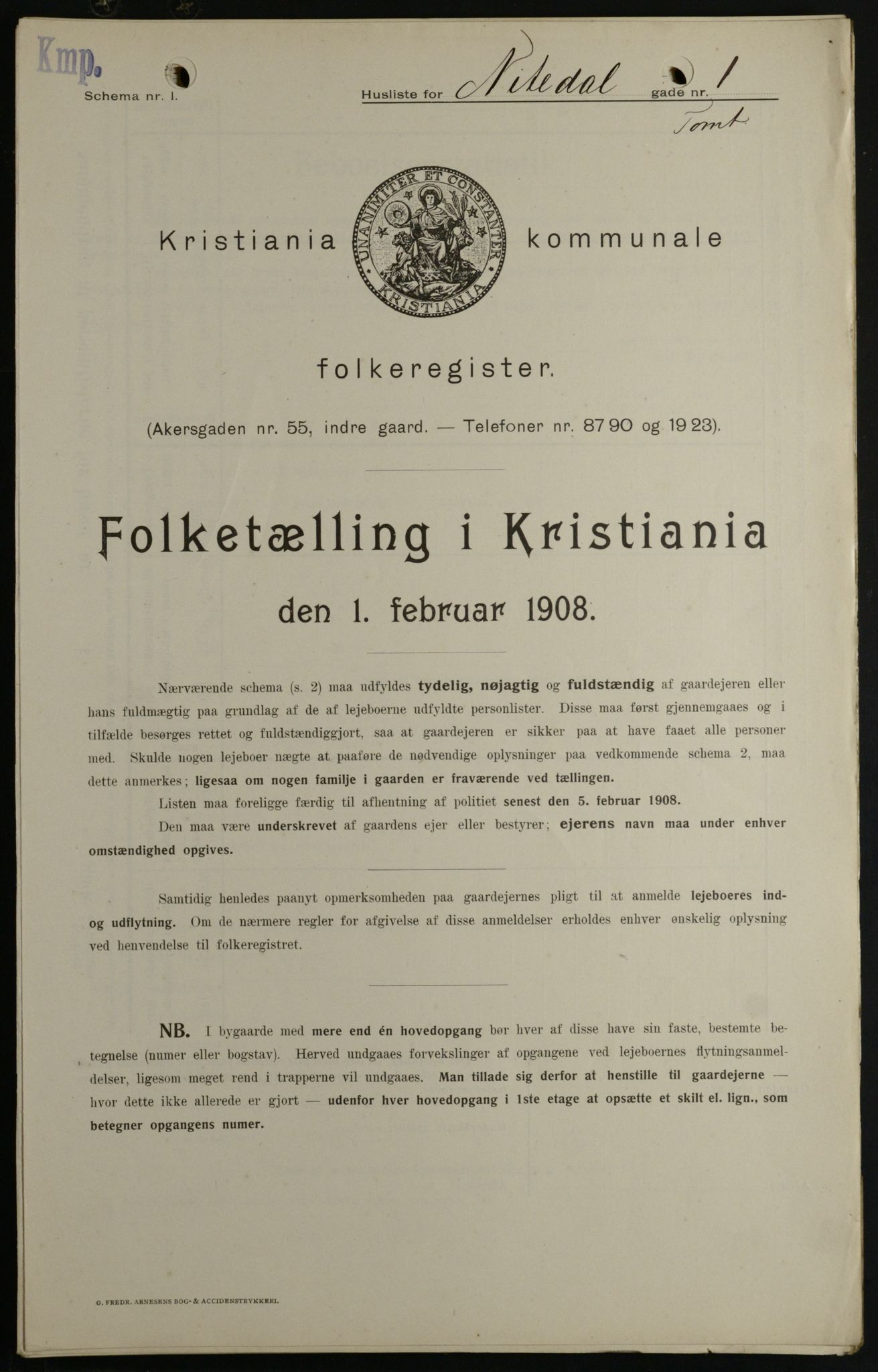 OBA, Municipal Census 1908 for Kristiania, 1908, p. 63874