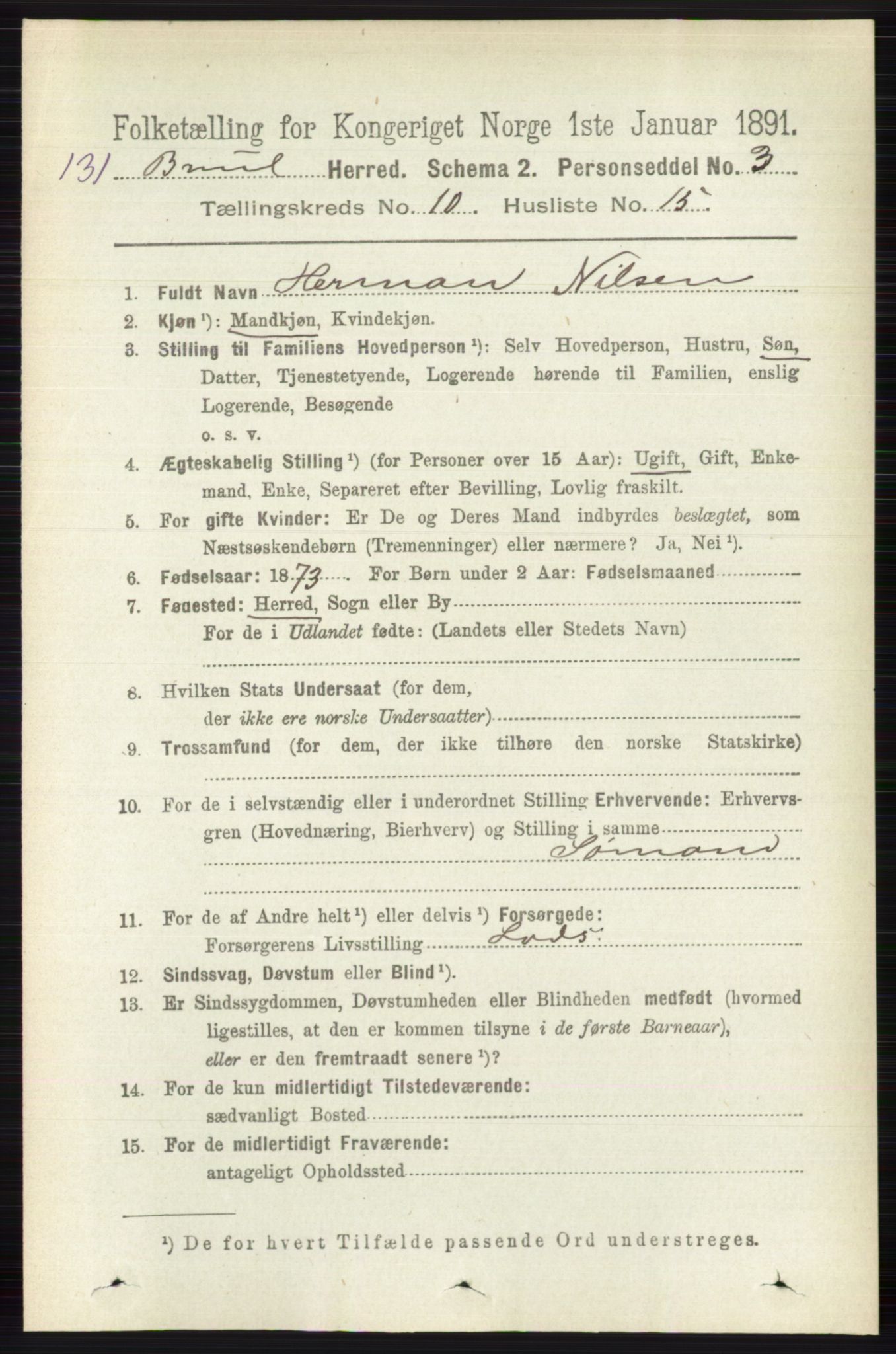 RA, 1891 census for 0726 Brunlanes, 1891, p. 4869