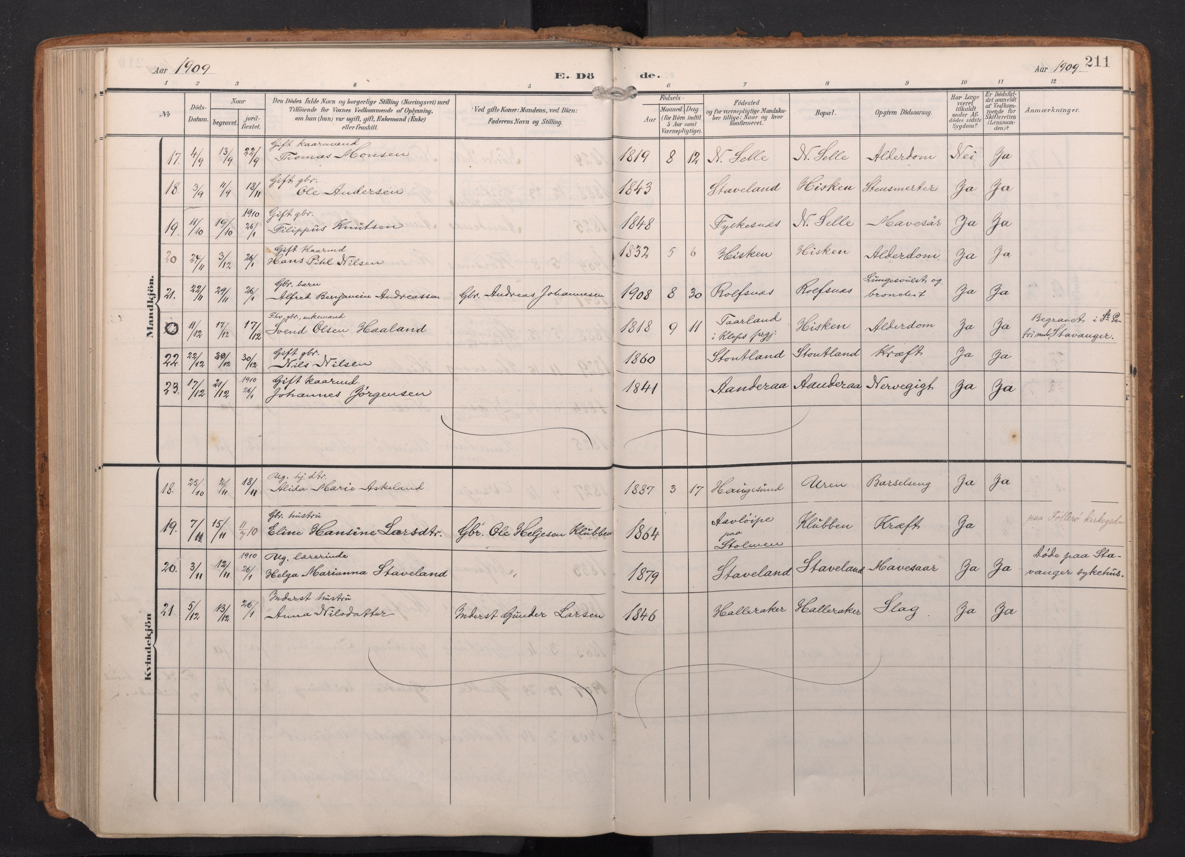 Finnås sokneprestembete, AV/SAB-A-99925/H/Ha/Haa/Haac/L0003: Parish register (official) no. C 3, 1905-1917, p. 211