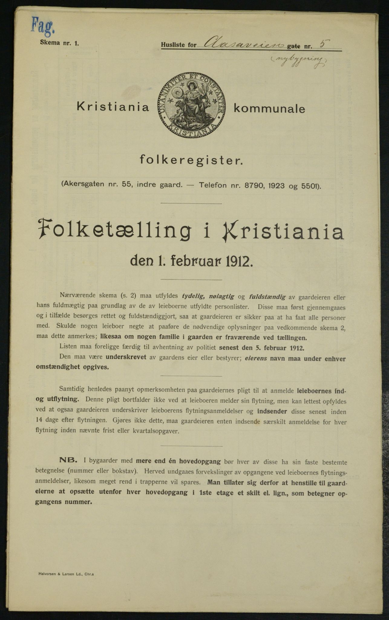 OBA, Municipal Census 1912 for Kristiania, 1912, p. 130951