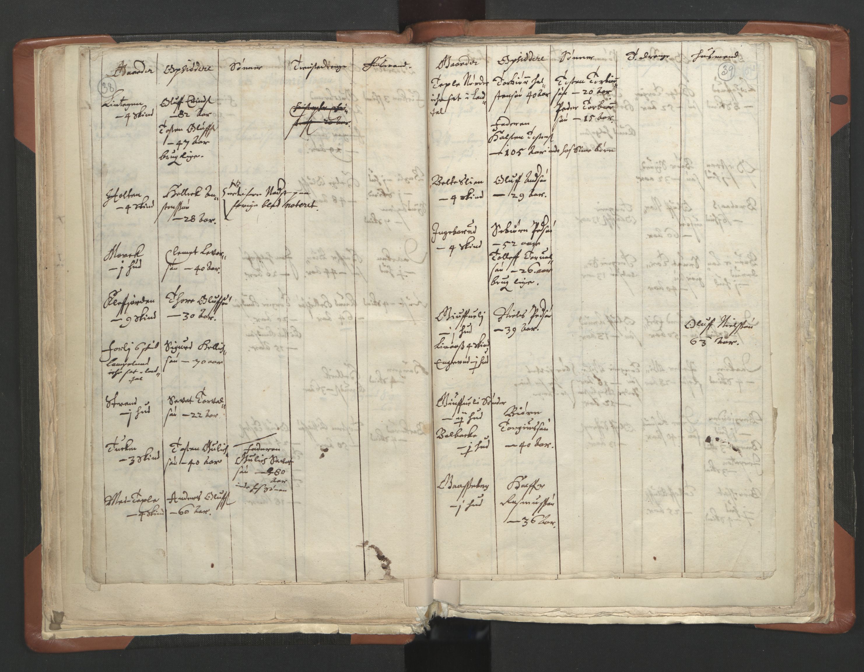 RA, Vicar's Census 1664-1666, no. 10: Tønsberg deanery, 1664-1666, p. 38-39