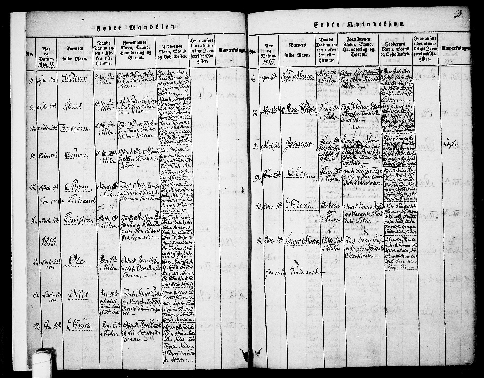 Drangedal kirkebøker, SAKO/A-258/F/Fa/L0005: Parish register (official) no. 5 /1, 1814-1831, p. 3