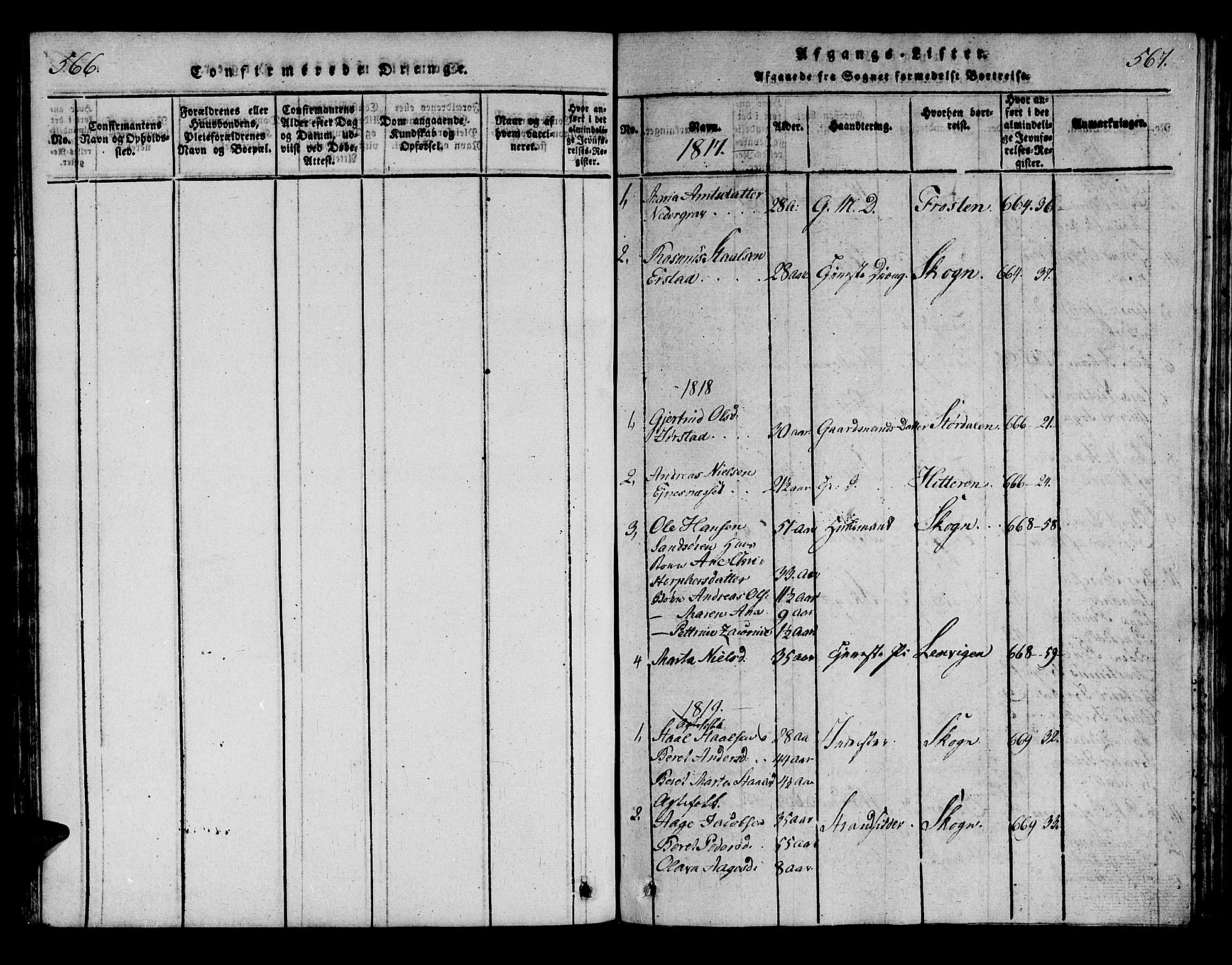 Ministerialprotokoller, klokkerbøker og fødselsregistre - Nord-Trøndelag, SAT/A-1458/722/L0217: Parish register (official) no. 722A04, 1817-1842, p. 566-567