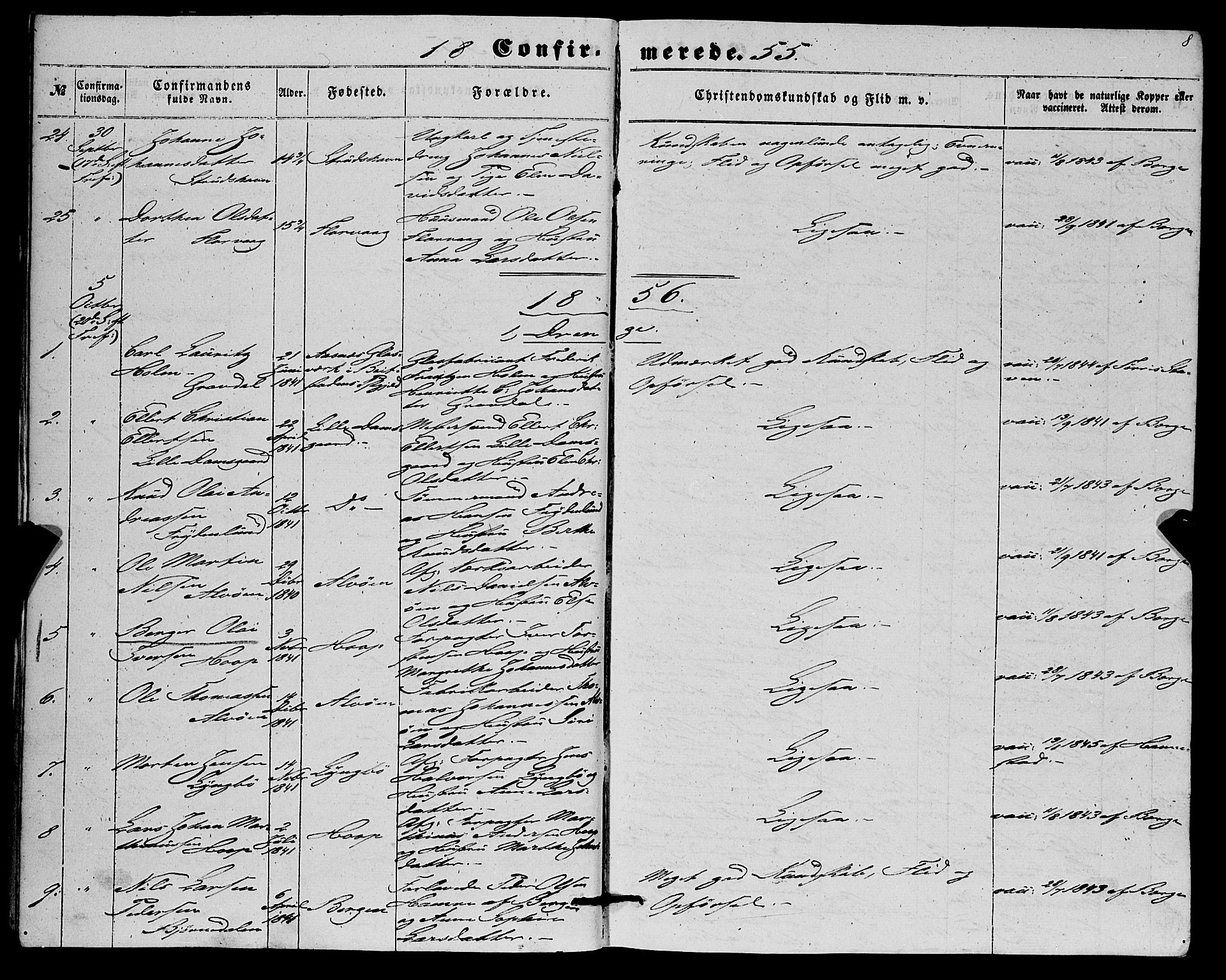 Askøy Sokneprestembete, SAB/A-74101/H/Ha/Haa/Haaa/L0012: Parish register (official) no. A 12, 1855-1877, p. 8