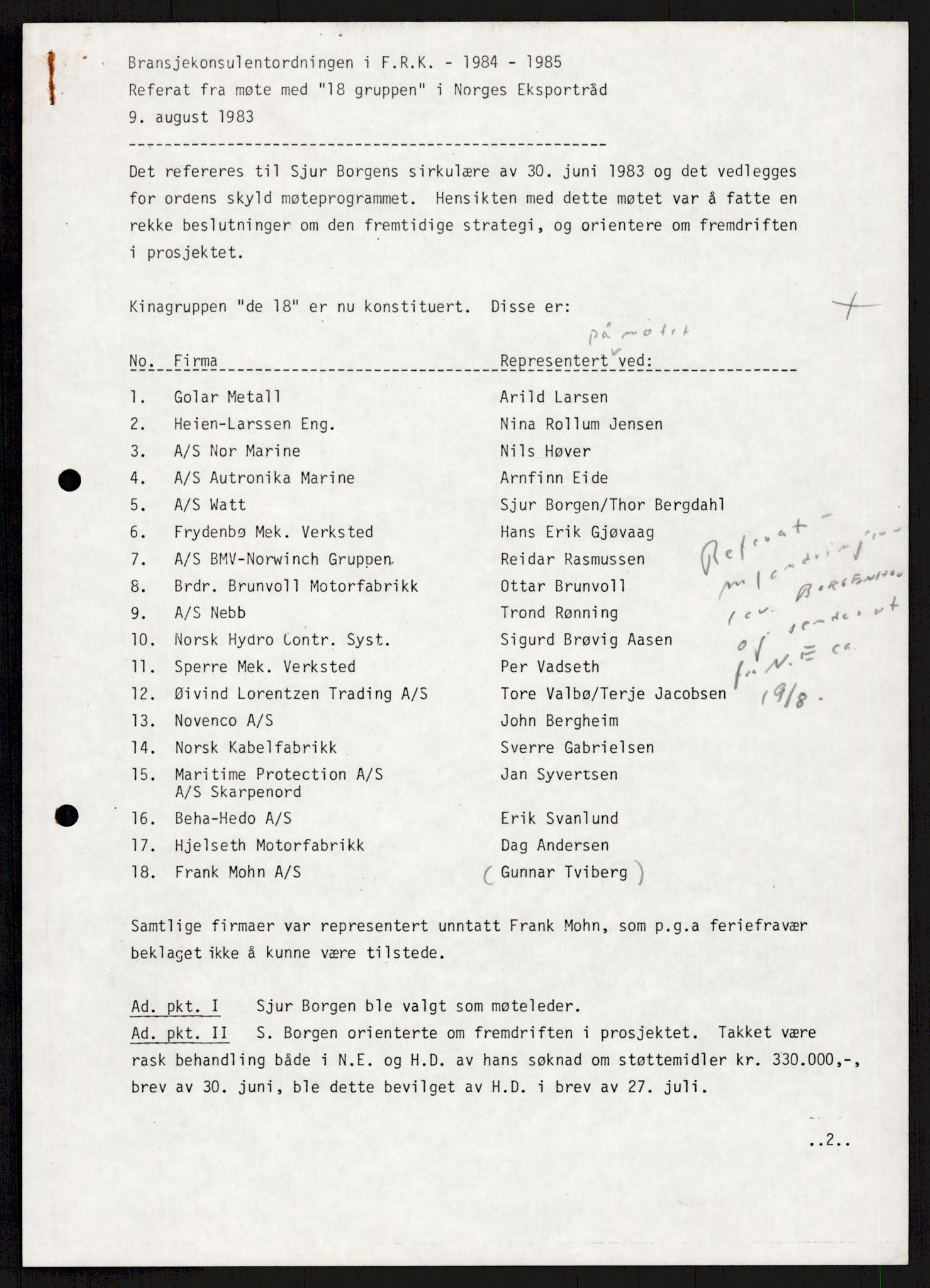 "17-Gruppen Kina", AV/RA-PA-1688/A/L0001: Møtereferater, 1979-1986, p. 45