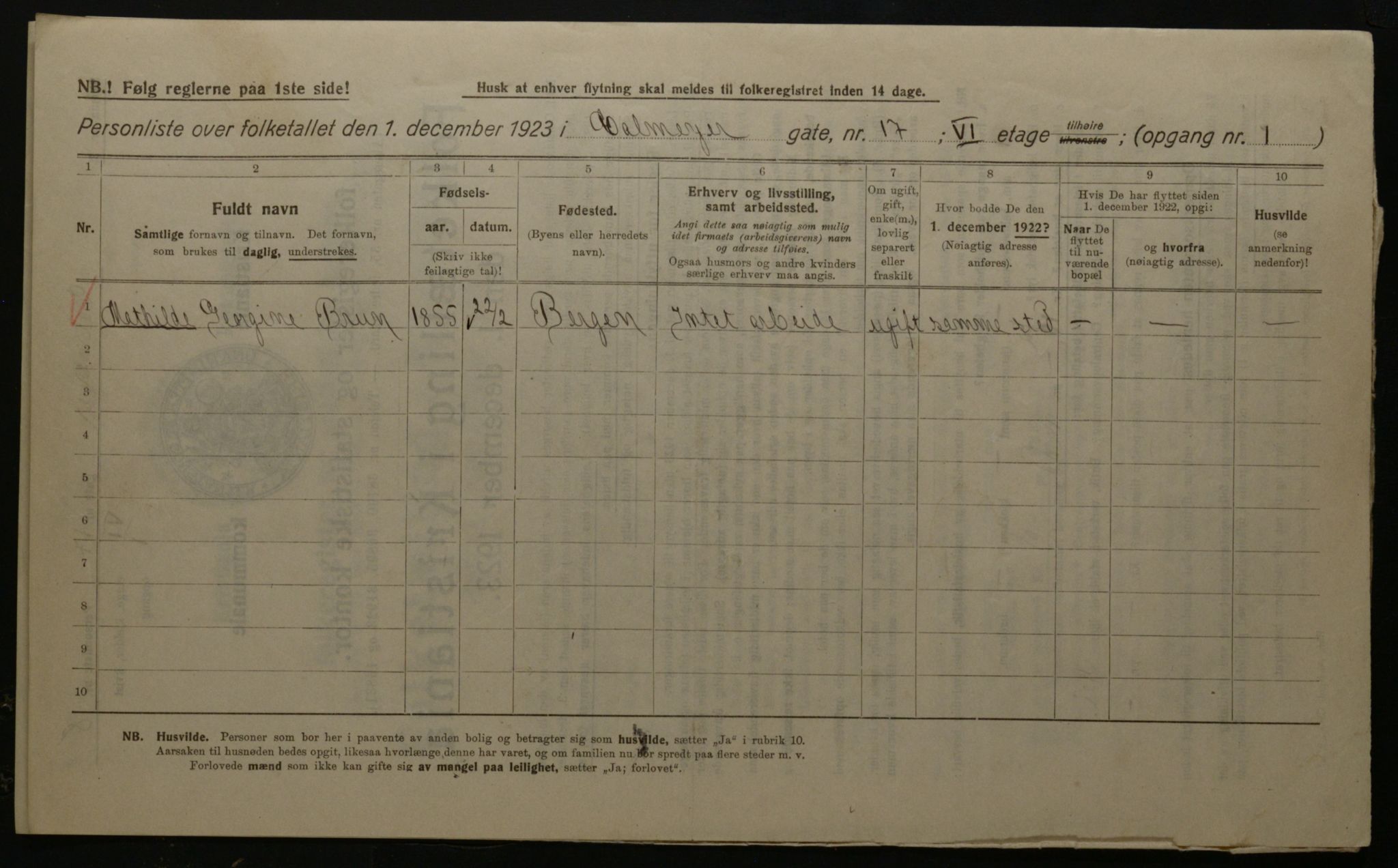 OBA, Municipal Census 1923 for Kristiania, 1923, p. 12762