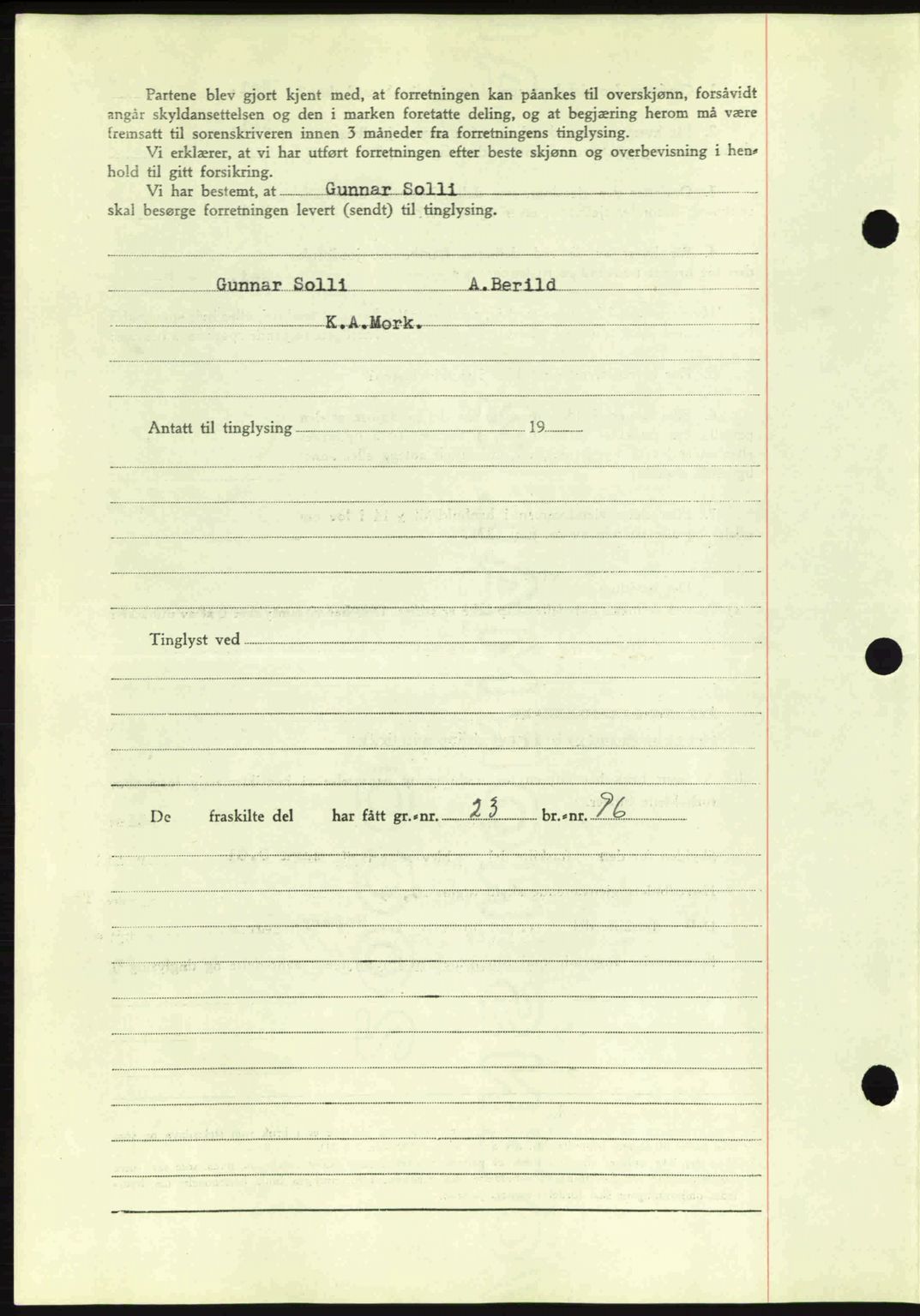 Romsdal sorenskriveri, AV/SAT-A-4149/1/2/2C: Mortgage book no. A8, 1939-1940, Diary no: : 960/1940