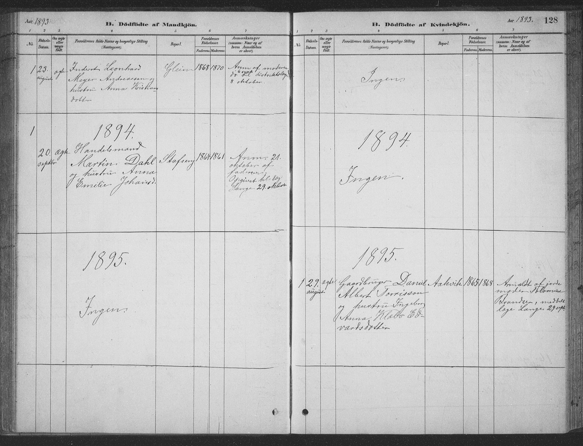 Ministerialprotokoller, klokkerbøker og fødselsregistre - Nordland, AV/SAT-A-1459/835/L0532: Parish register (copy) no. 835C04, 1880-1905, p. 128