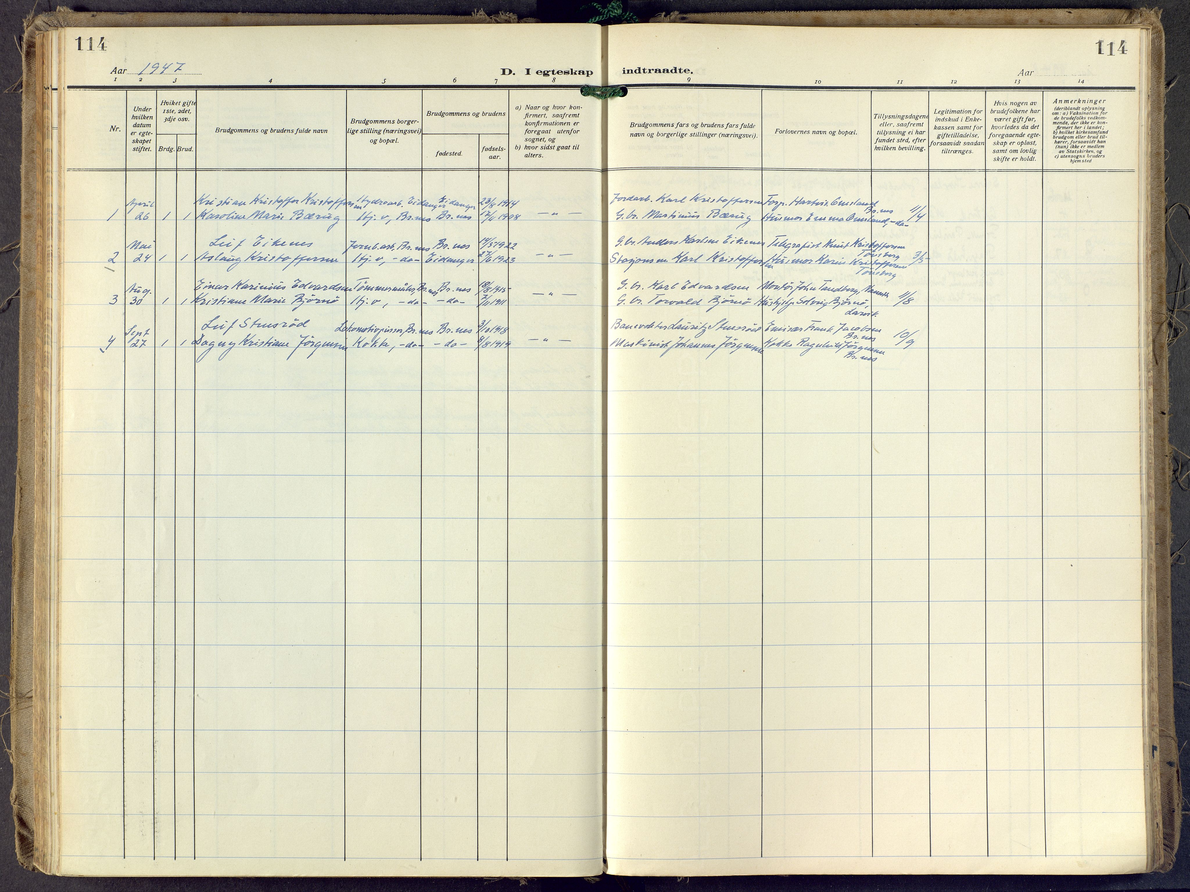 Brunlanes kirkebøker, AV/SAKO-A-342/F/Fd/L0002: Parish register (official) no. IV 2, 1918-1958, p. 114