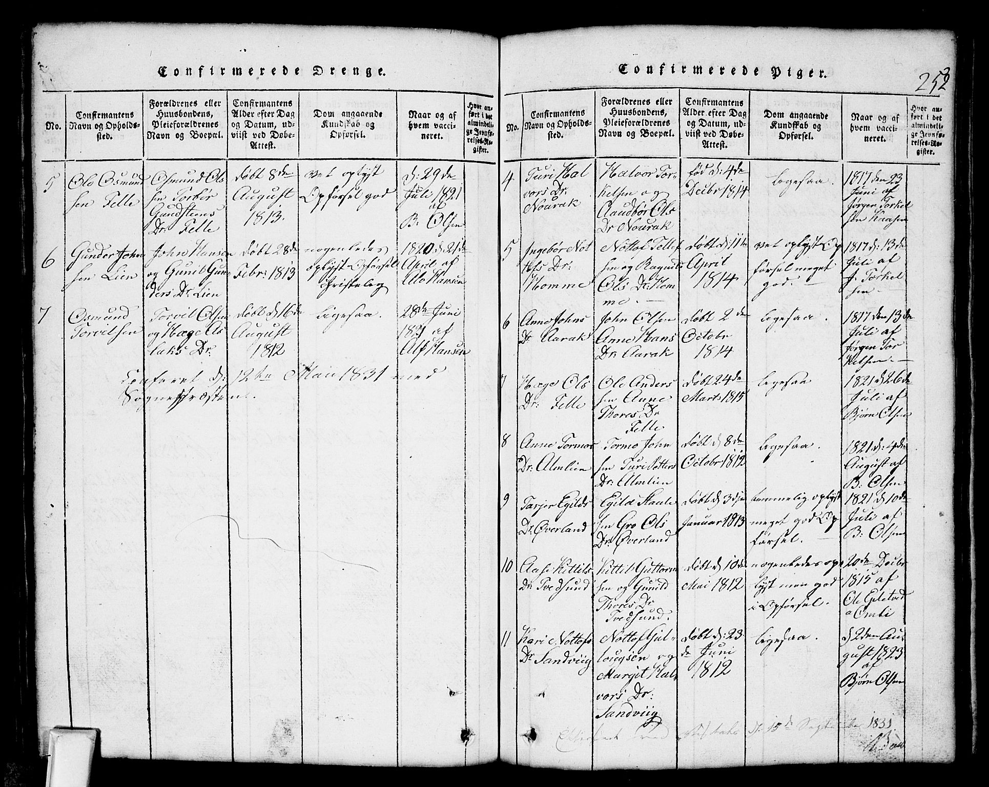 Nissedal kirkebøker, SAKO/A-288/G/Gb/L0001: Parish register (copy) no. II 1, 1814-1862, p. 252