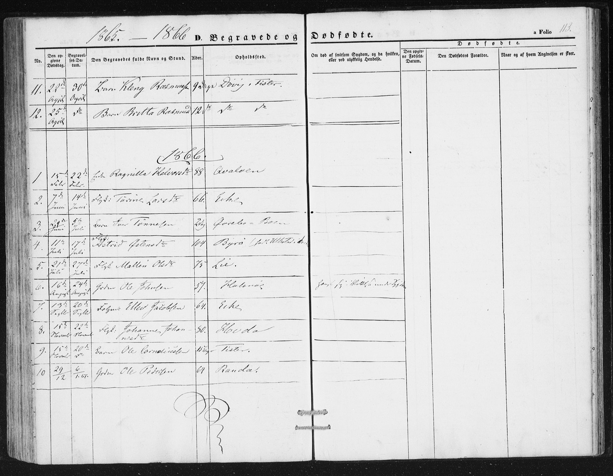 Hjelmeland sokneprestkontor, SAST/A-101843/01/IV/L0010: Parish register (official) no. A 10, 1851-1871, p. 113