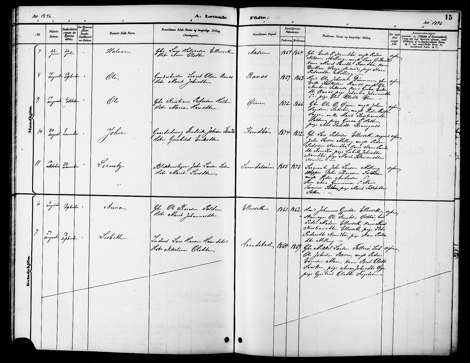 Ministerialprotokoller, klokkerbøker og fødselsregistre - Møre og Romsdal, AV/SAT-A-1454/596/L1058: Parish register (copy) no. 596C01, 1891-1907, p. 15