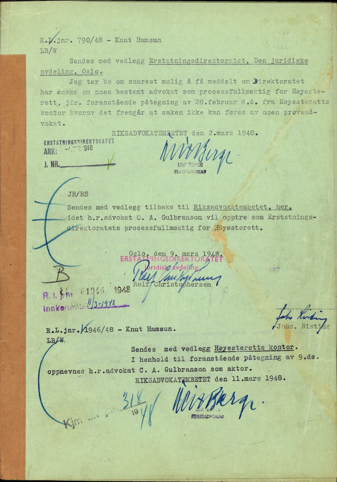 Landssvikarkivet, Arendal politikammer, AV/RA-S-3138-25/D/Dc, 1945-1951, p. 22