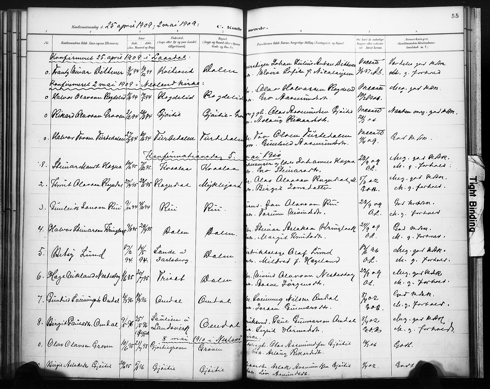 Lårdal kirkebøker, SAKO/A-284/F/Fb/L0002: Parish register (official) no. II 2, 1887-1918, p. 55