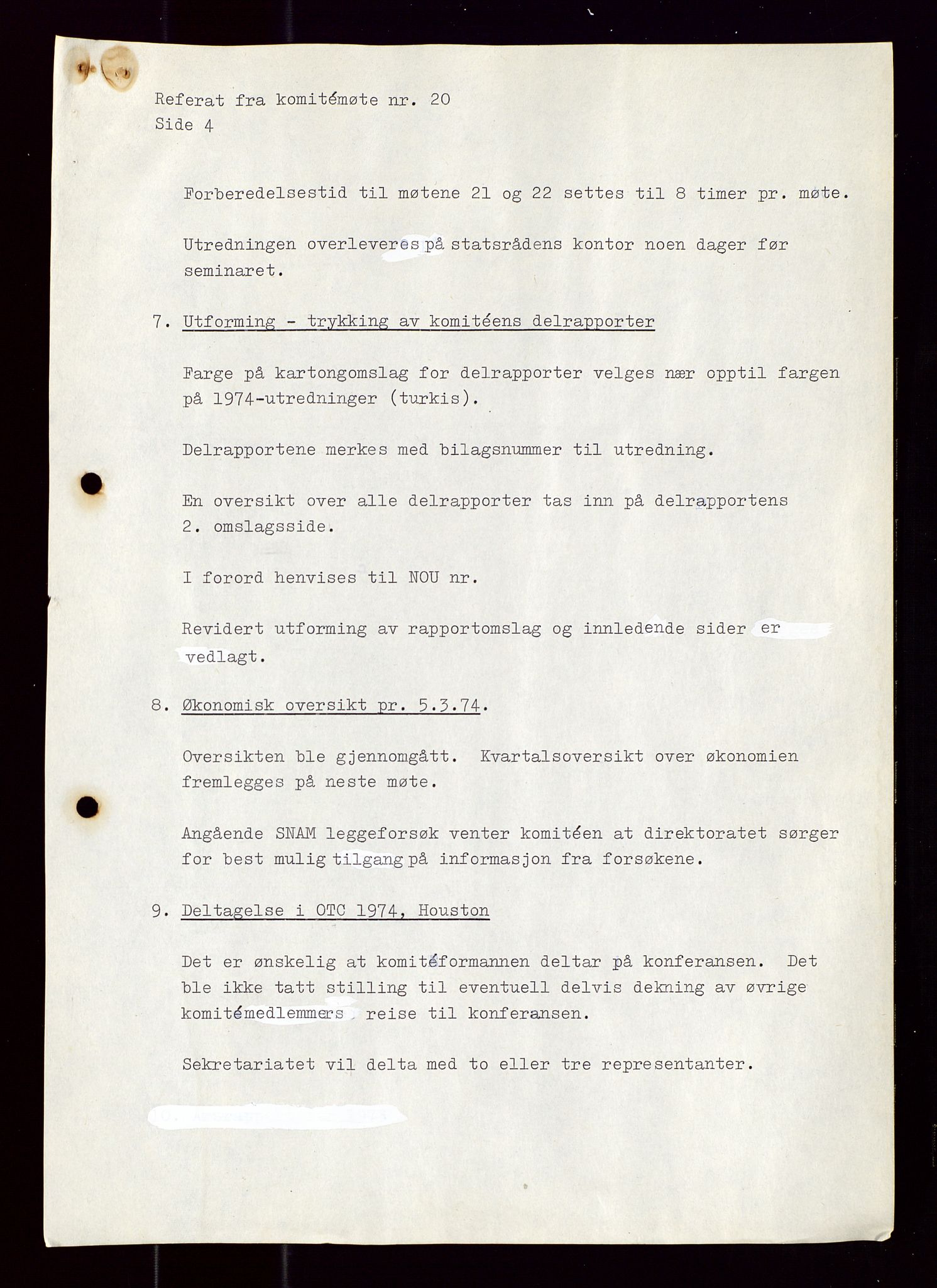 Industridepartementet, Oljekontoret, AV/SAST-A-101348/Di/L0001: DWP, møter juni - november, komiteemøter nr. 19 - 26, 1973-1974, p. 70