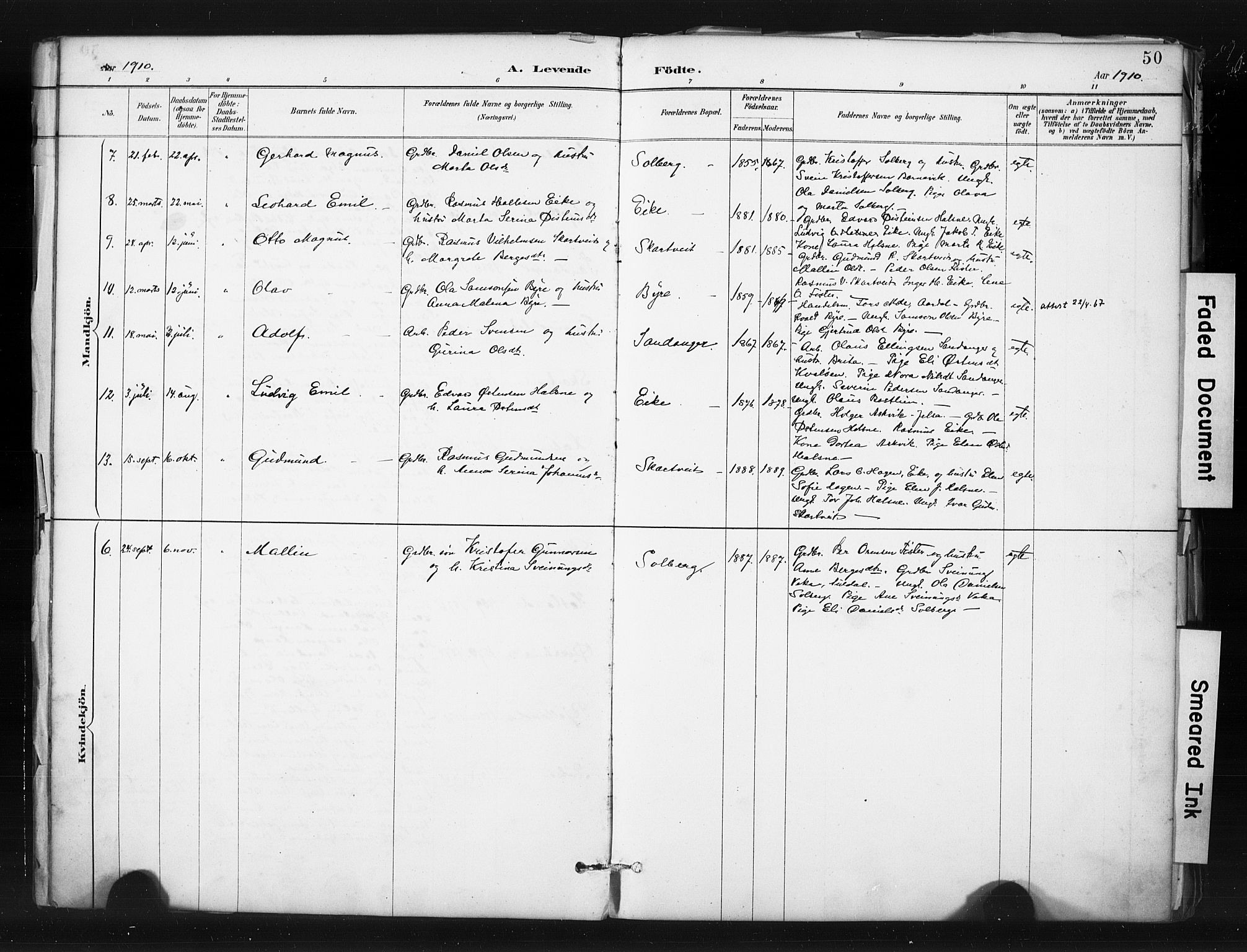 Hjelmeland sokneprestkontor, AV/SAST-A-101843/01/IV/L0015: Parish register (official) no. A 15, 1887-1910, p. 50