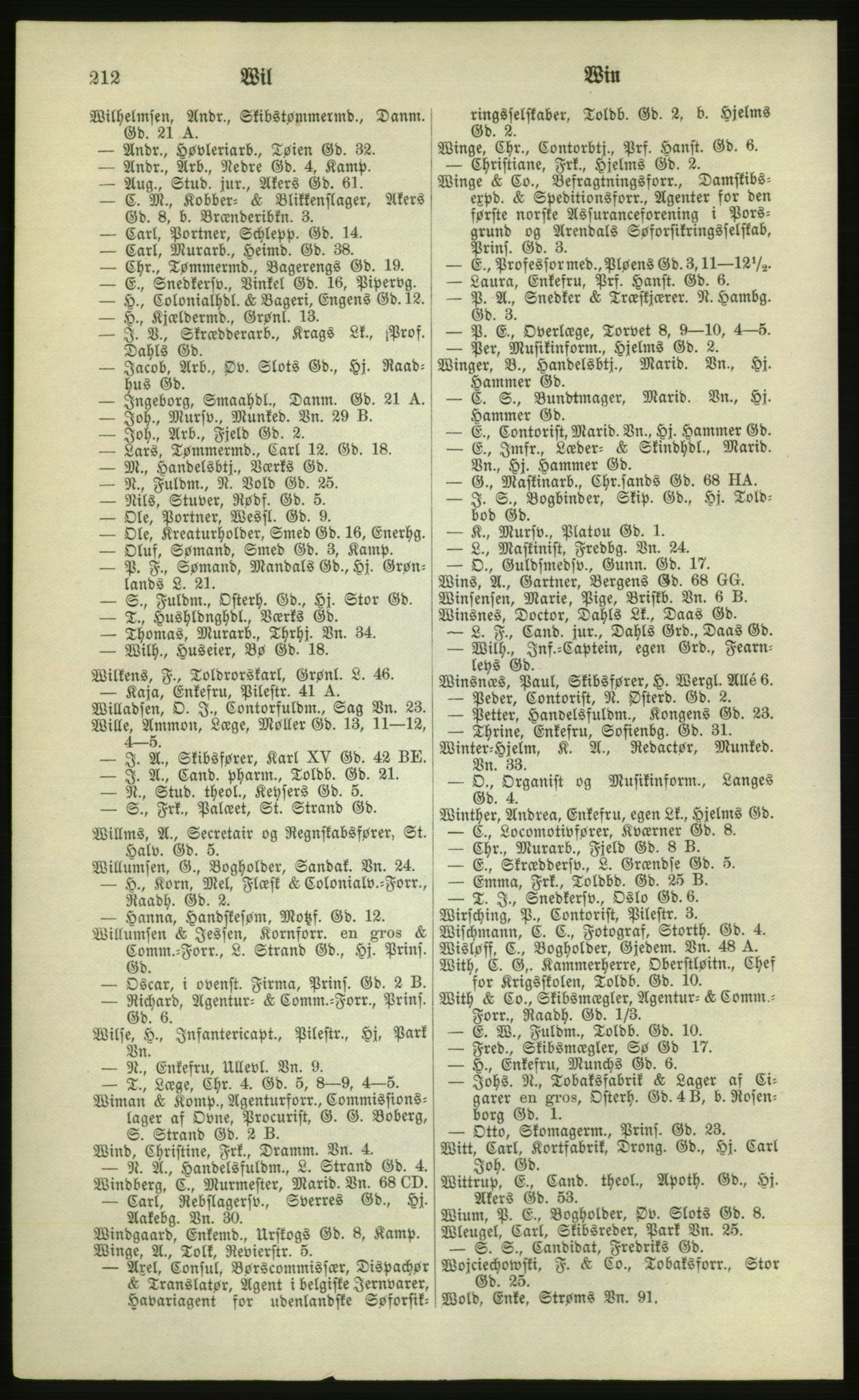 Kristiania/Oslo adressebok, PUBL/-, 1881, p. 212