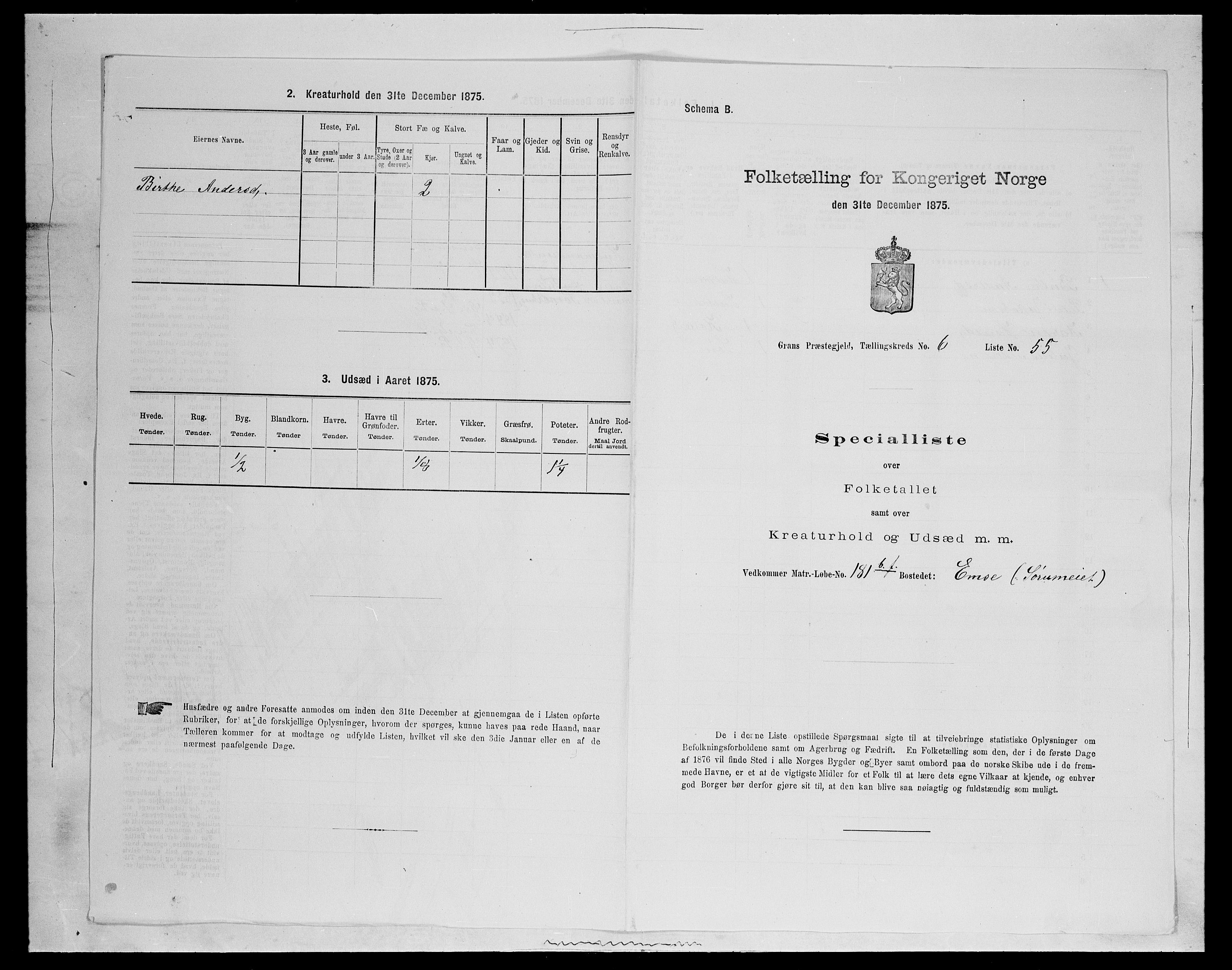 SAH, 1875 census for 0534P Gran, 1875, p. 1129