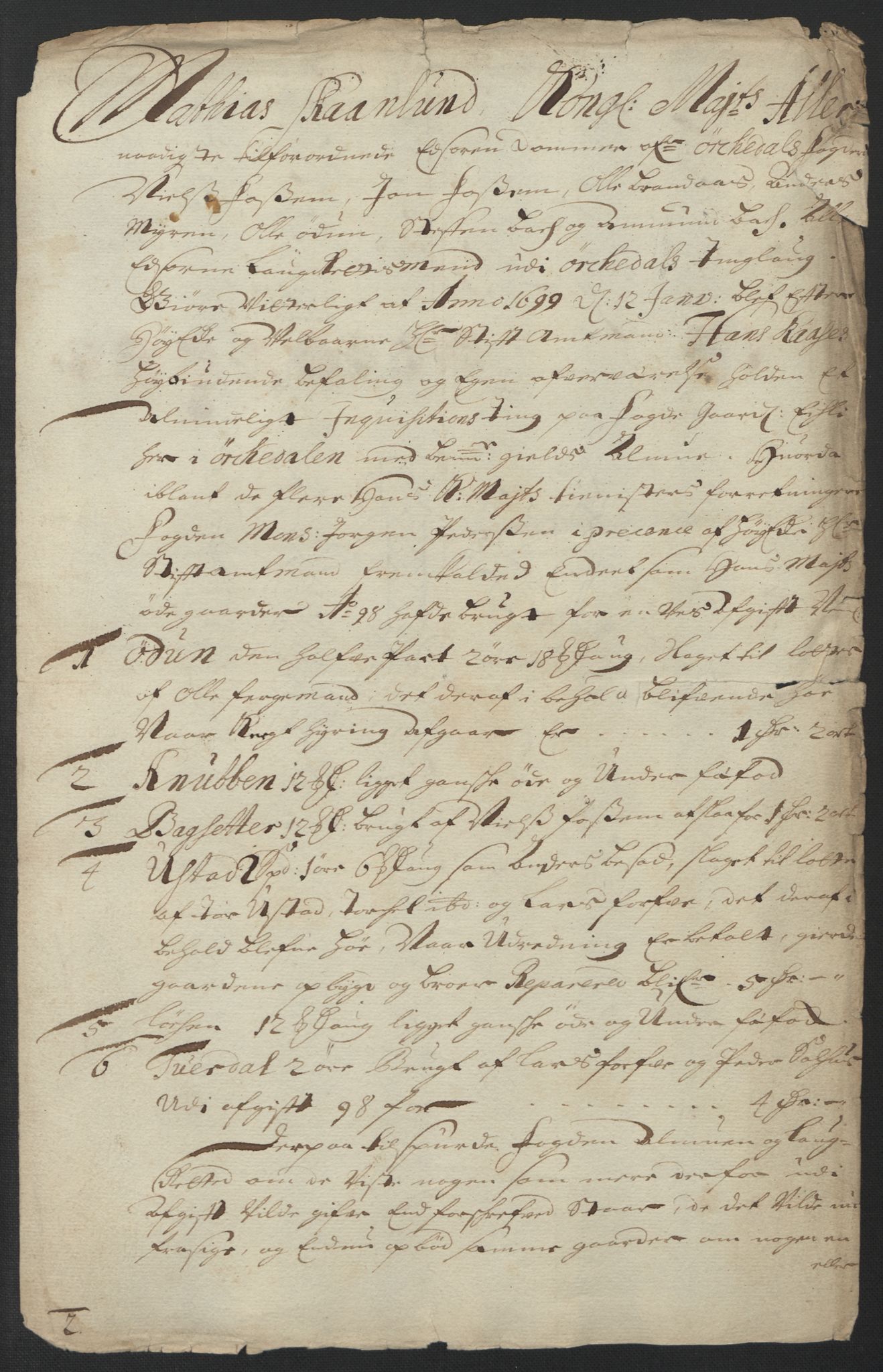 Rentekammeret inntil 1814, Reviderte regnskaper, Fogderegnskap, AV/RA-EA-4092/R60/L3948: Fogderegnskap Orkdal og Gauldal, 1698, p. 236