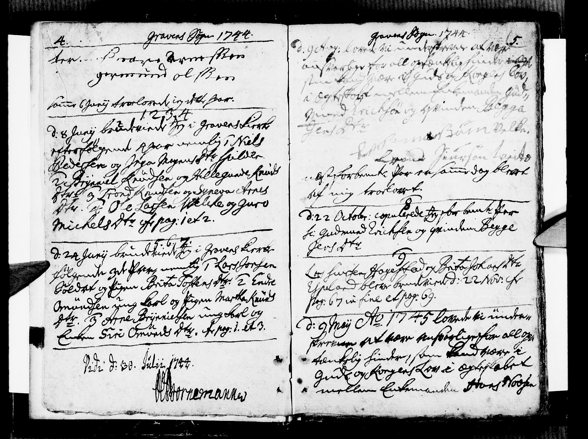 Ulvik sokneprestembete, SAB/A-78801/H/Haa: Parish register (official) no. A 9, 1743-1792, p. 4-5